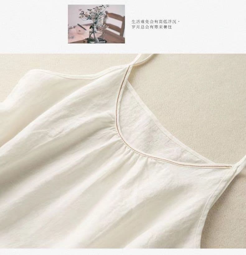 여름 새로운 면 린넨 작은 슬링 만나는 조끼 면 린넨 루즈핏 인사이드 가져 가라. 외출용 암살 자수 민소매 국방 ~을 통해 의류 상세 이미지 20