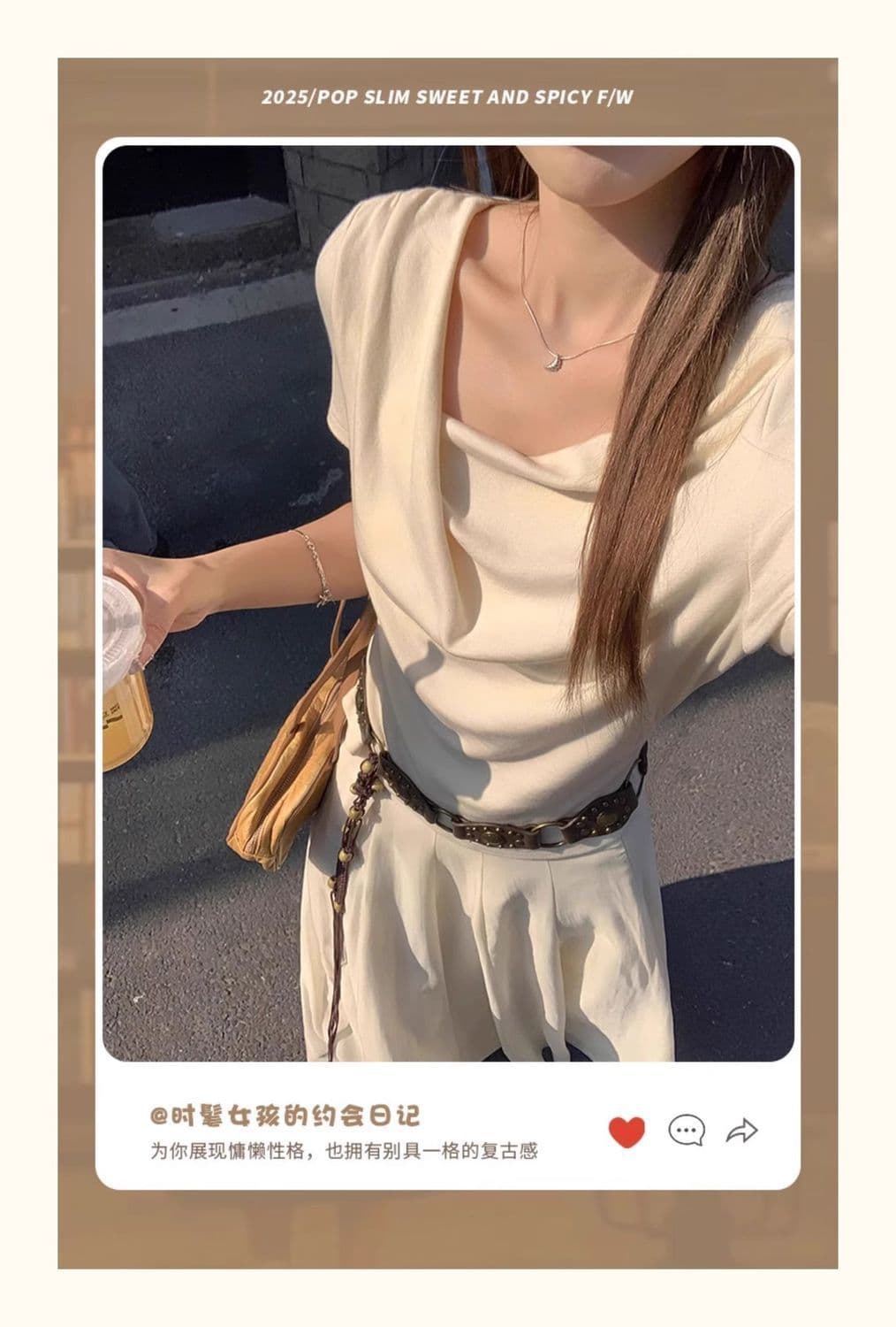 모달 흔들다 칼라 반팔 티셔츠 여성 여름 프랑스식 주름 불규칙 몸매 가꾸기 허리 수축 디자인 센스 만나는 맨위 상세 이미지 1