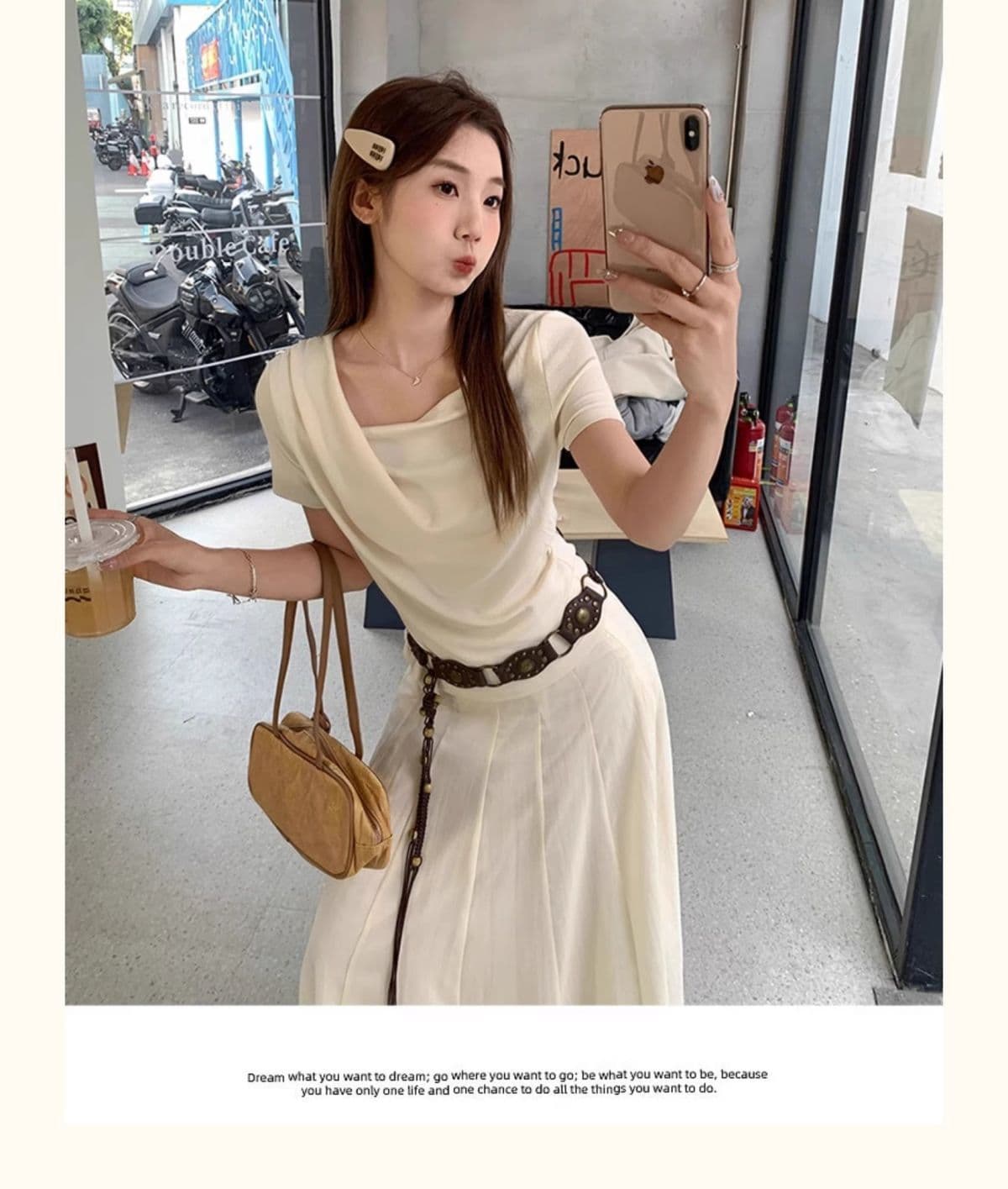 모달 흔들다 칼라 반팔 티셔츠 여성 여름 프랑스식 주름 불규칙 몸매 가꾸기 허리 수축 디자인 센스 만나는 맨위 상세 이미지 8
