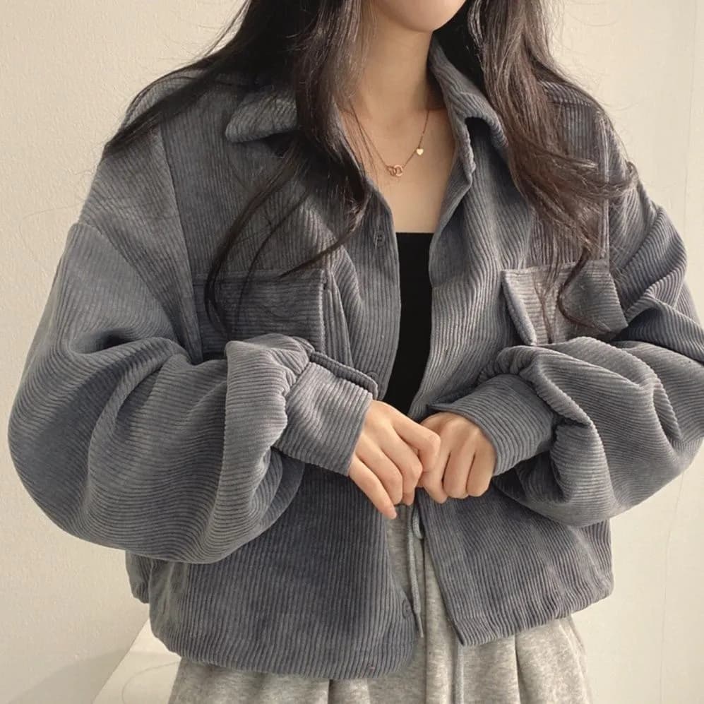 쇼트 스타일 재킷 새로운 레트로 오픈 가디건 미니멀리즘 한국 스타일 다용도 코듀로이 가을 겨울 셔츠 센스 작은 대중 Chic 맨위 상세 이미지 9