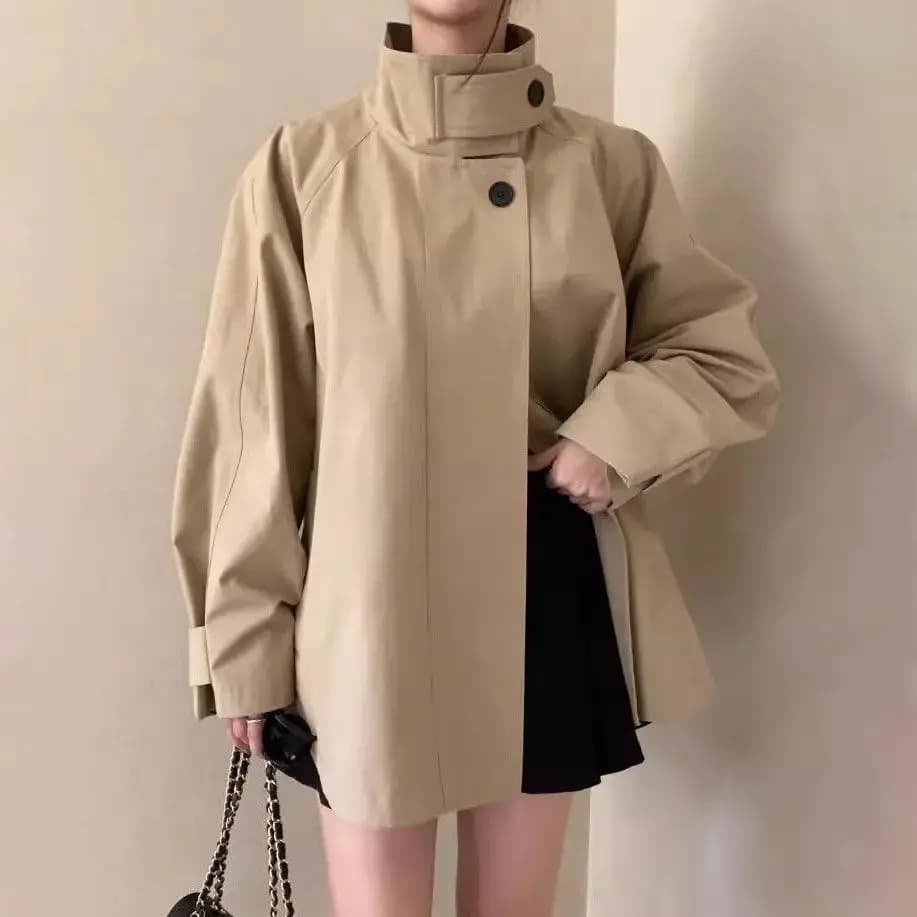 빅 사이즈 여성 의류 마이크로 지방 봄 새로운 얇은 스타일 스택 착용 후드 짧은 외투 루즈핏 다용도 섹션 패션 오픈 가디건 외출용 이미지 5