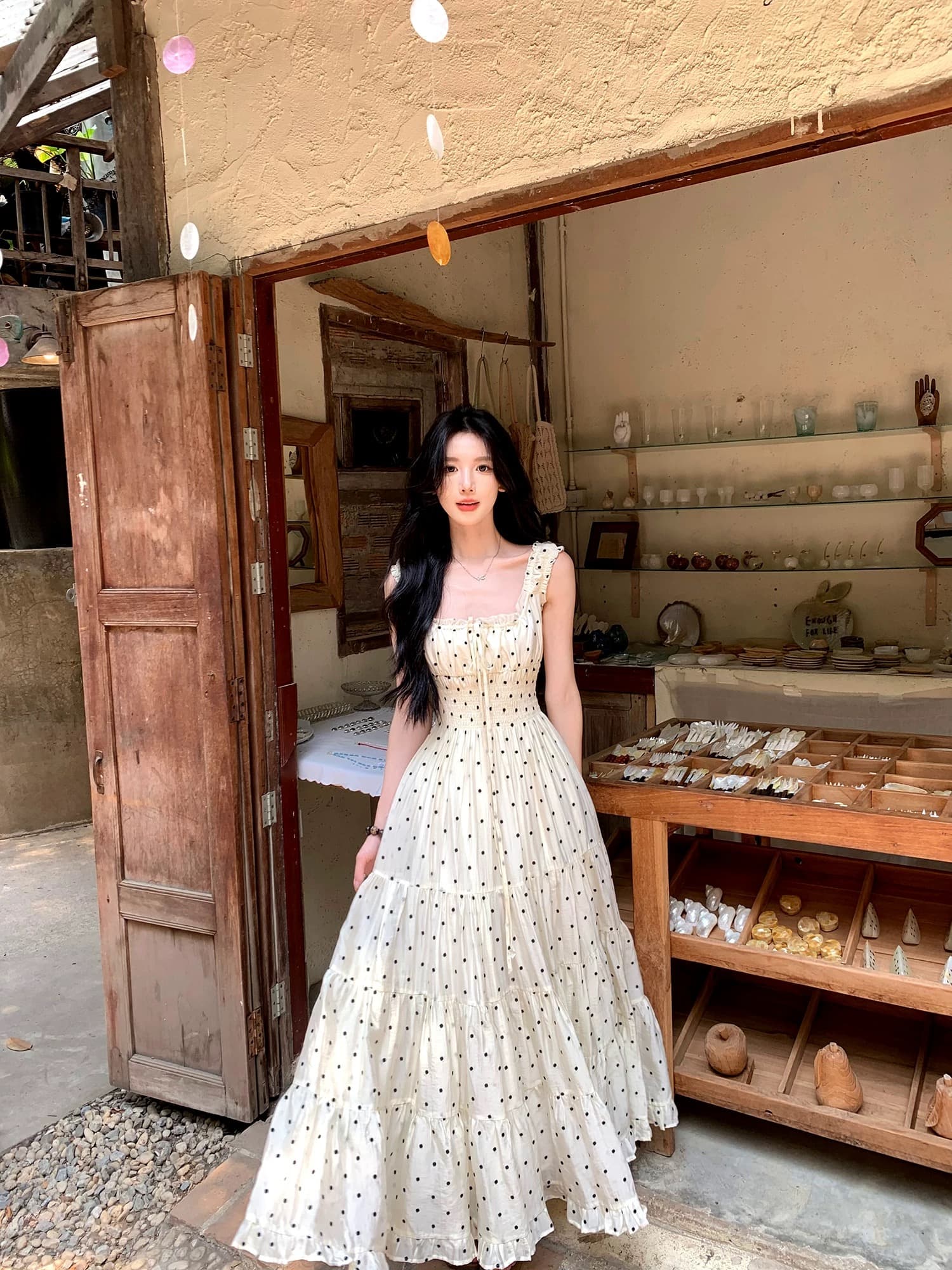 4 29 pm20 신제품 켜기 새로운 하나 달콤한 복숭아 yikett 도트 무늬 드레스 상세 이미지 6
