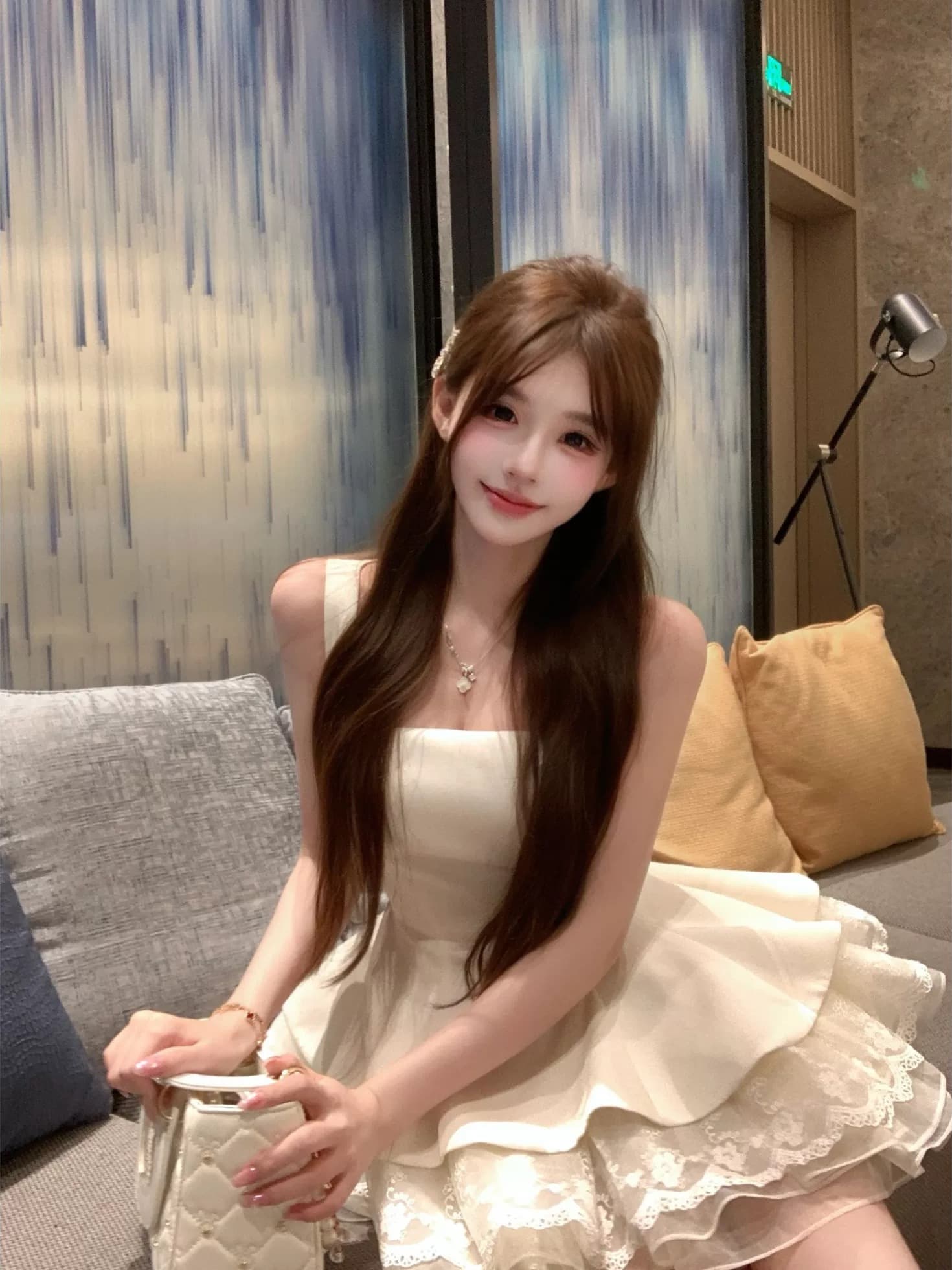 루이 茜 웨이 Sher S 선명한 천 골드 여름 천 금빛 바람 이슬 생각하기 같은 단락 디자인 드레스 r66666h 상세 이미지 6