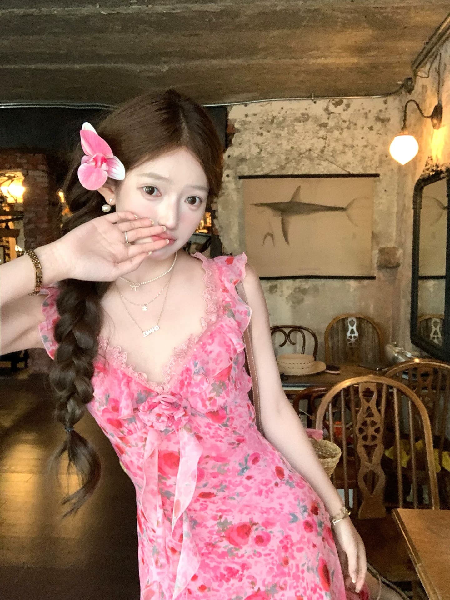 acaine5 17 20 00 95 할인 와일드 라스베리 집시 밝은 휴가 바람 장미 슬립 롱 스커트 이미지 3