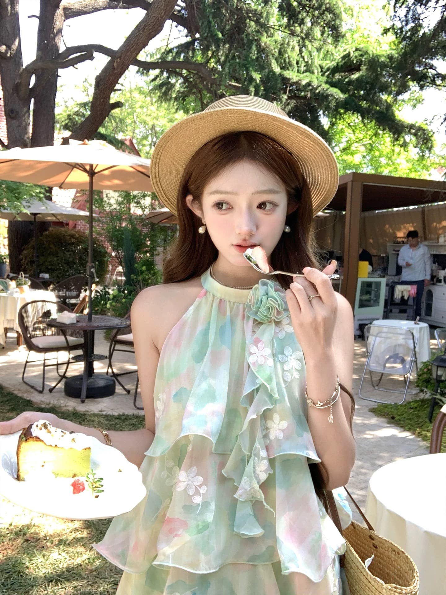 acaine5 17 20 00 95 할인 한여름 손 편지 신선함 그라데이션 자수 행침 목 케이크 드레스 이미지 3