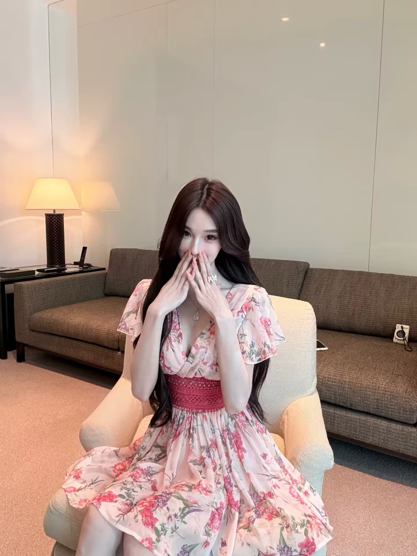 ww 맞춤 초기 만남 하트 비트 일본식 V넥 쉬폰 드레스 여름 고대 조기 섹시함 순수한 욕망 아름다운 미니 스커트 이미지 2