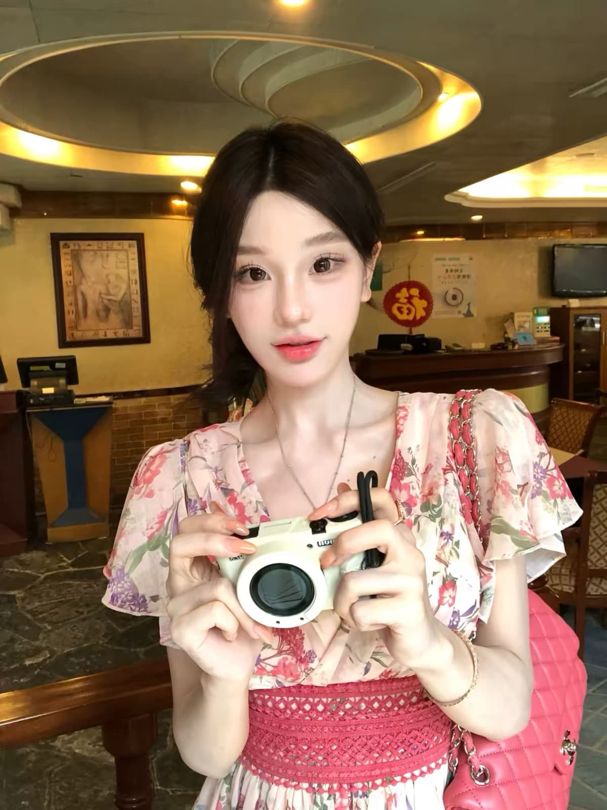 ww 맞춤 초기 만남 하트 비트 일본식 V넥 쉬폰 드레스 여름 고대 조기 섹시함 순수한 욕망 아름다운 미니 스커트 상세 이미지 4