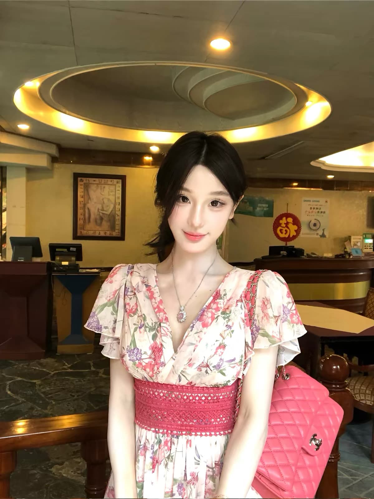 ww 맞춤 초기 만남 하트 비트 일본식 V넥 쉬폰 드레스 여름 고대 조기 섹시함 순수한 욕망 아름다운 미니 스커트 상세 이미지 6
