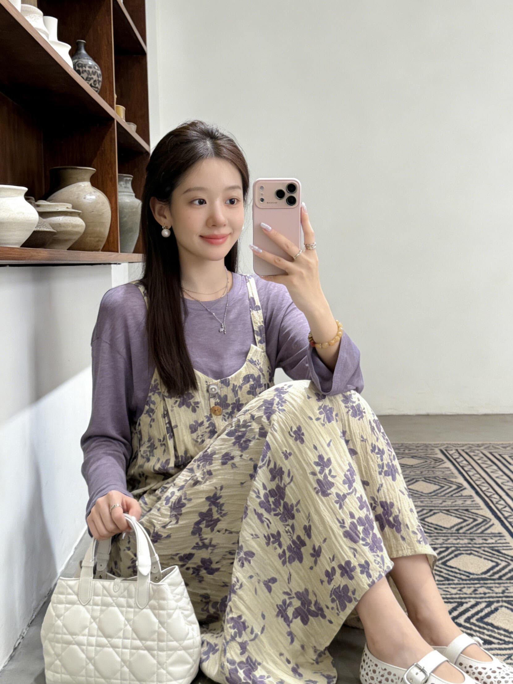 한 부서 전체 집합 ootd 착용 가져 가라. 운남 여행 꽃무늬 슬립 드레스 스택 착용 스택 착용 맨위 아름다운 세트 이미지 2