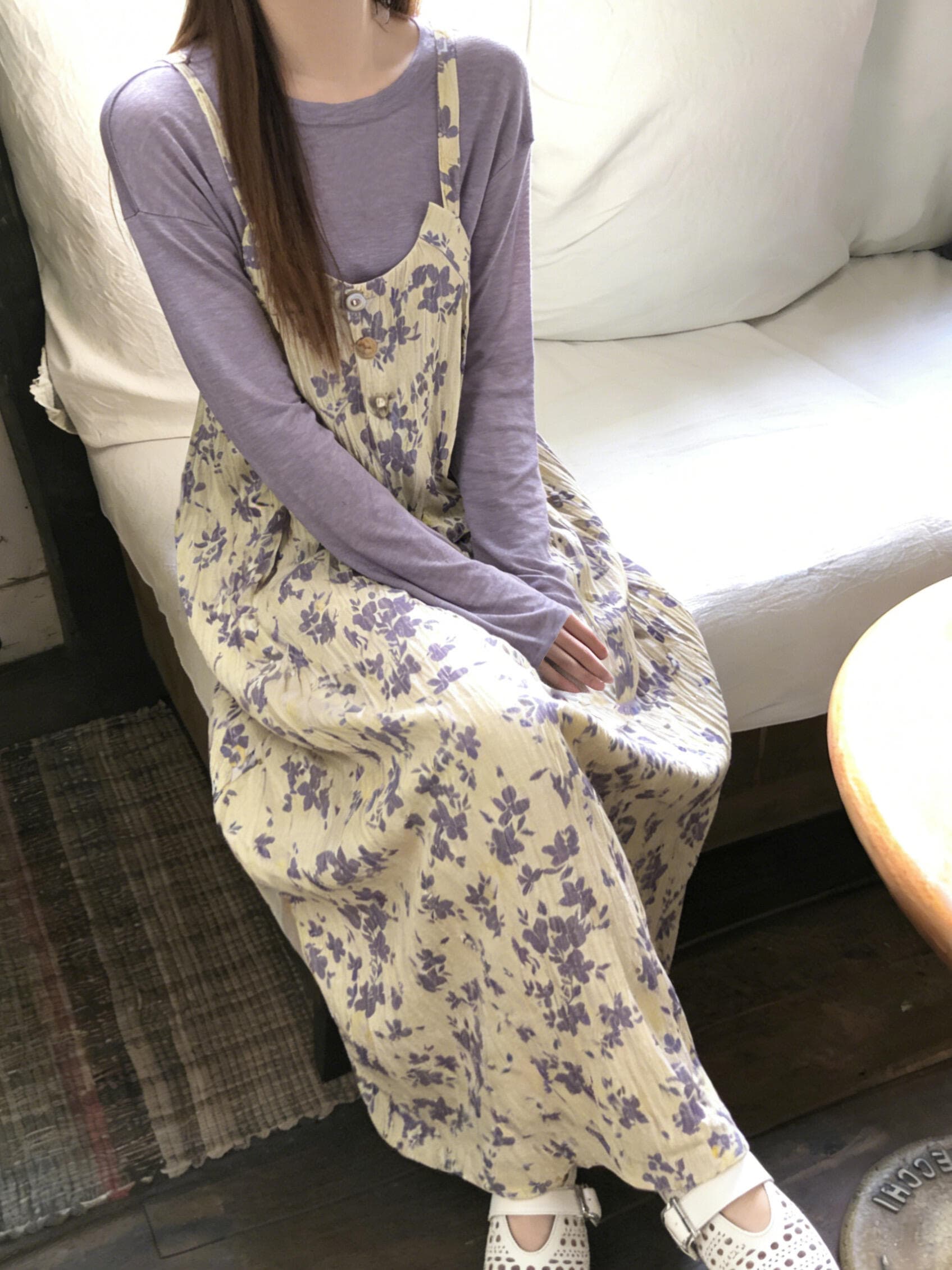 한 부서 전체 집합 ootd 착용 가져 가라. 운남 여행 꽃무늬 슬립 드레스 스택 착용 스택 착용 맨위 아름다운 세트 이미지 3