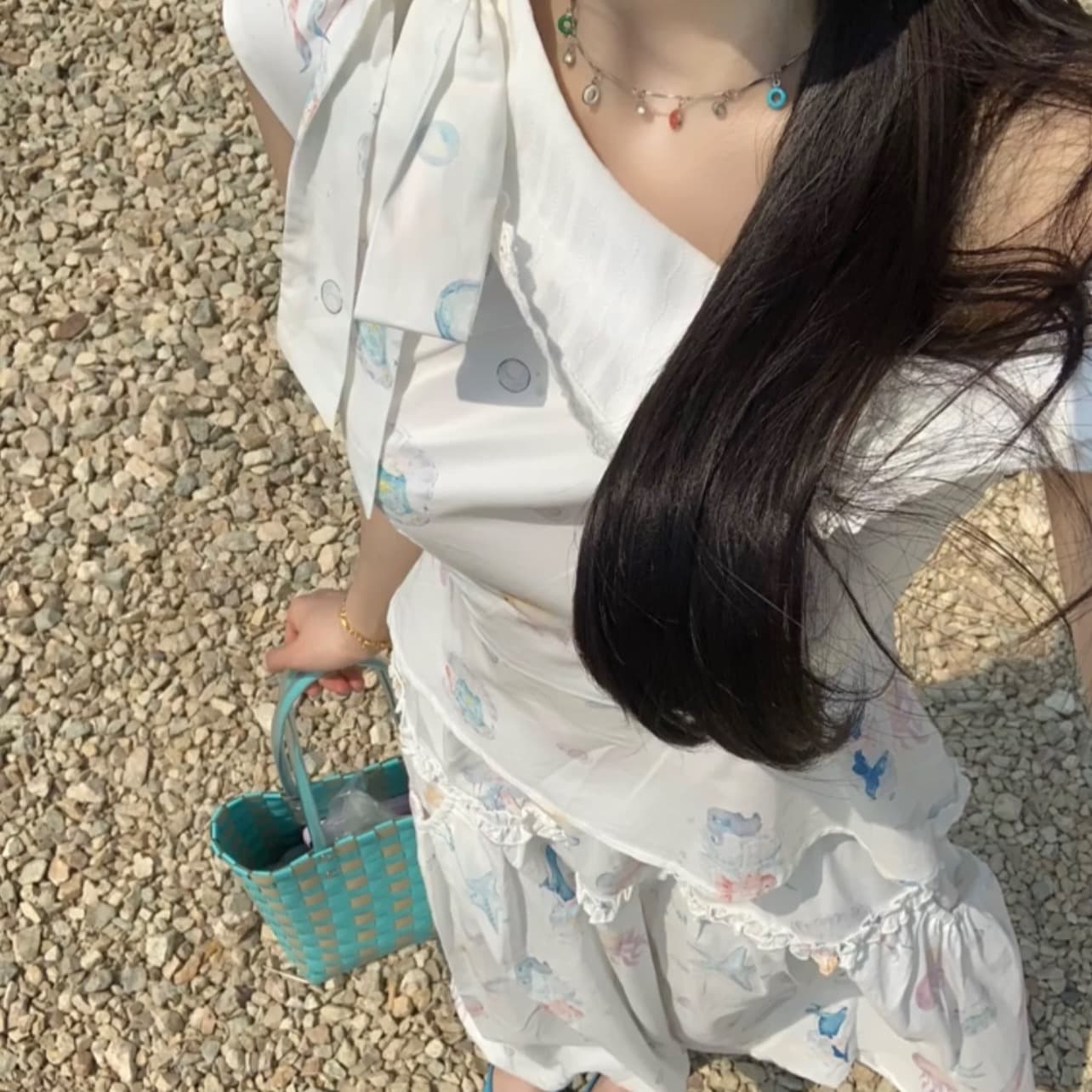 한 부서 달콤한 스타일 착용 가져 가라. 세트 여성 봄 여름 연령 감소 프린트 비스듬한 어깨 의류 꽃밭 반신 스커트 투피스 세트 치마 이미지 5