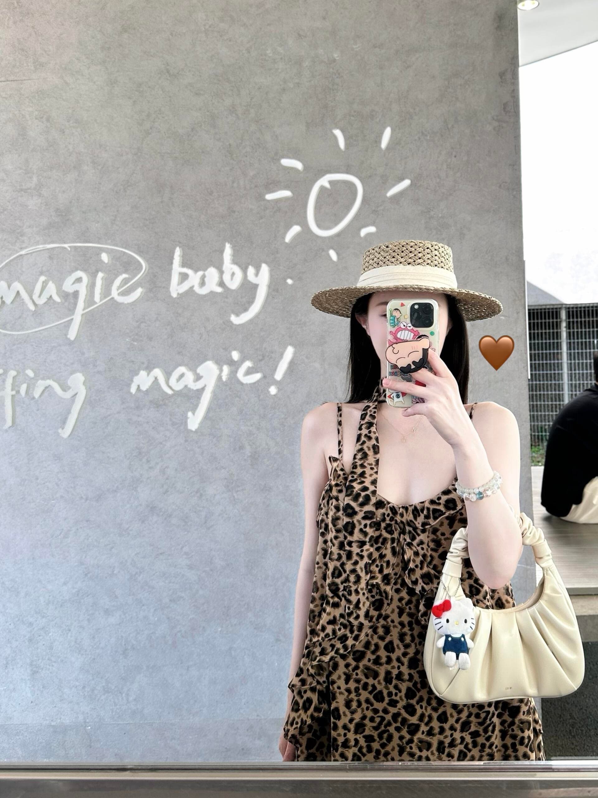 달콤한 차가운 핫걸 레오파드 무늬 리본 조끼 슬립 여성 의류 여름 디자인 센스 레트로 프릴 루즈핏 민소매 맨위 상세 이미지 1