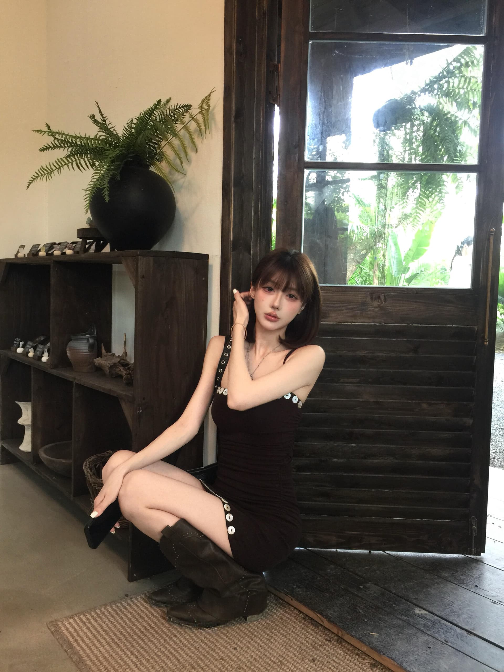 커피 색상 섹시함 핫걸 슬립 여성 드레스 여름 디자인 센스 작은 대중 허리 수축 몸매 가꾸기 고급 센스 타이트 스커트 미니 스커트 상세 이미지 6