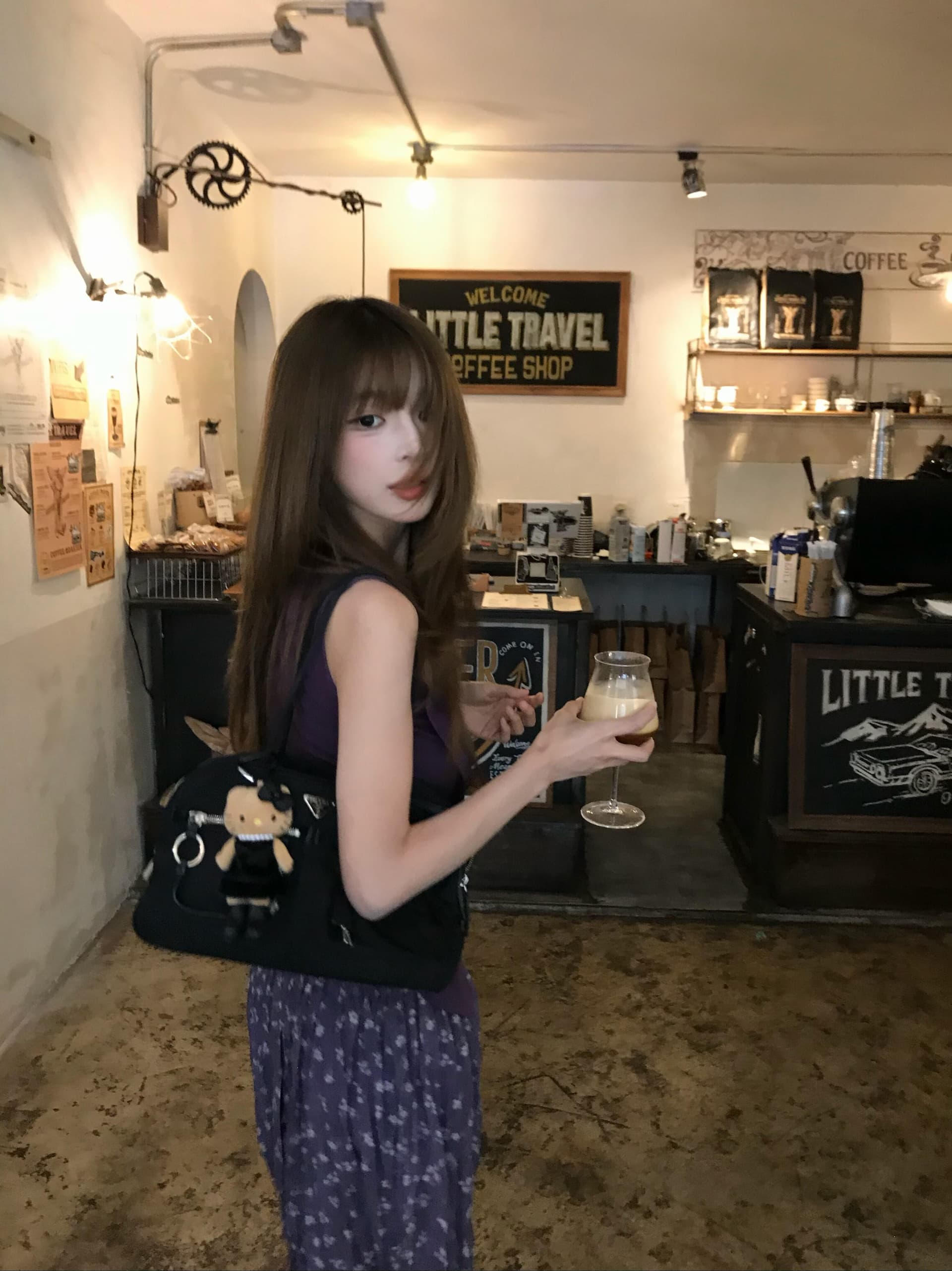 한 부서 레트로 보라색 레이스업 단추 민소매 조끼 꽃무늬 반신 스커트 여성 여름 고급 센스 두 조각 세트 드레스 상세 이미지 5