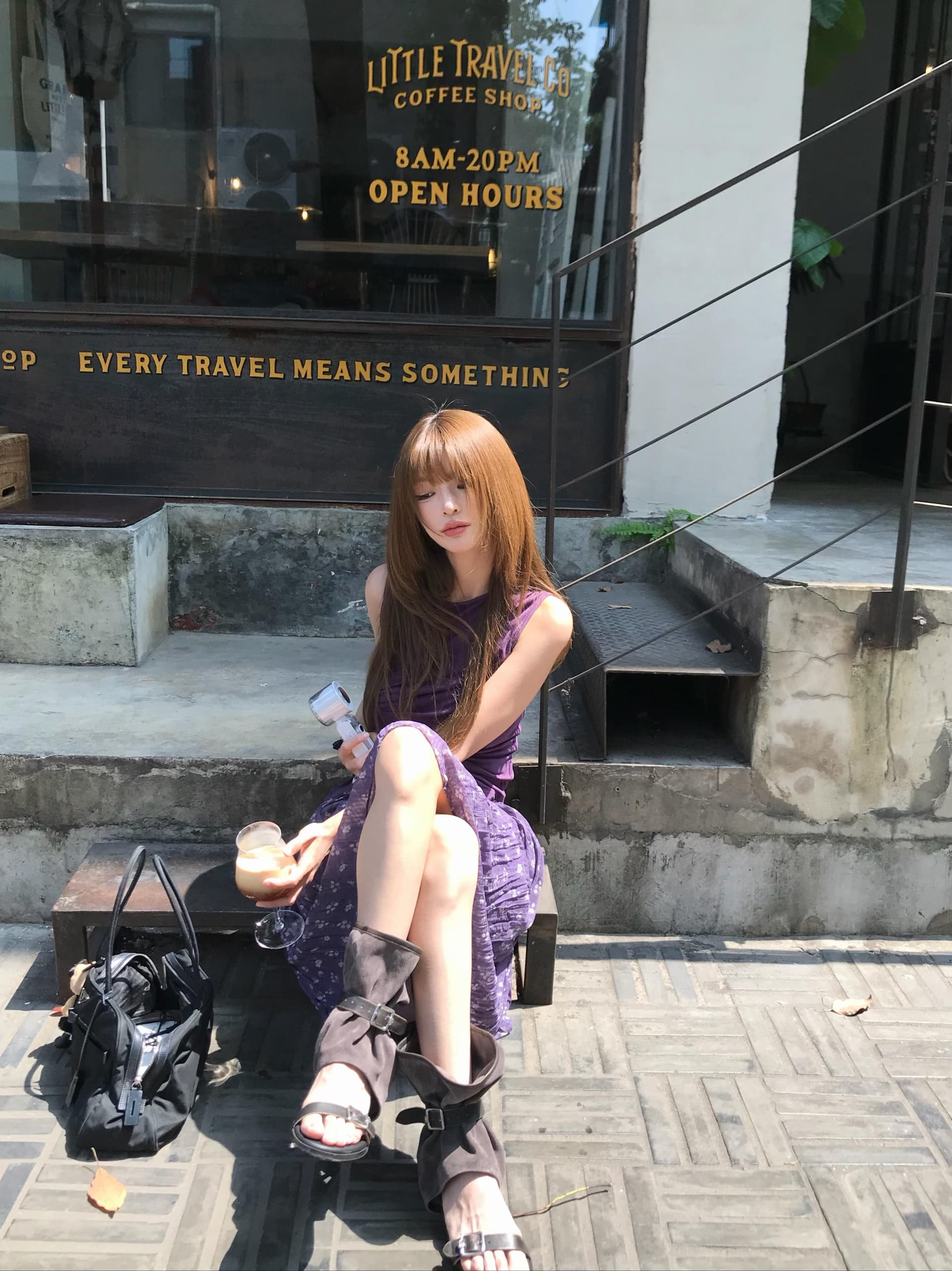 한 부서 레트로 보라색 레이스업 단추 민소매 조끼 꽃무늬 반신 스커트 여성 여름 고급 센스 두 조각 세트 드레스 상세 이미지 8
