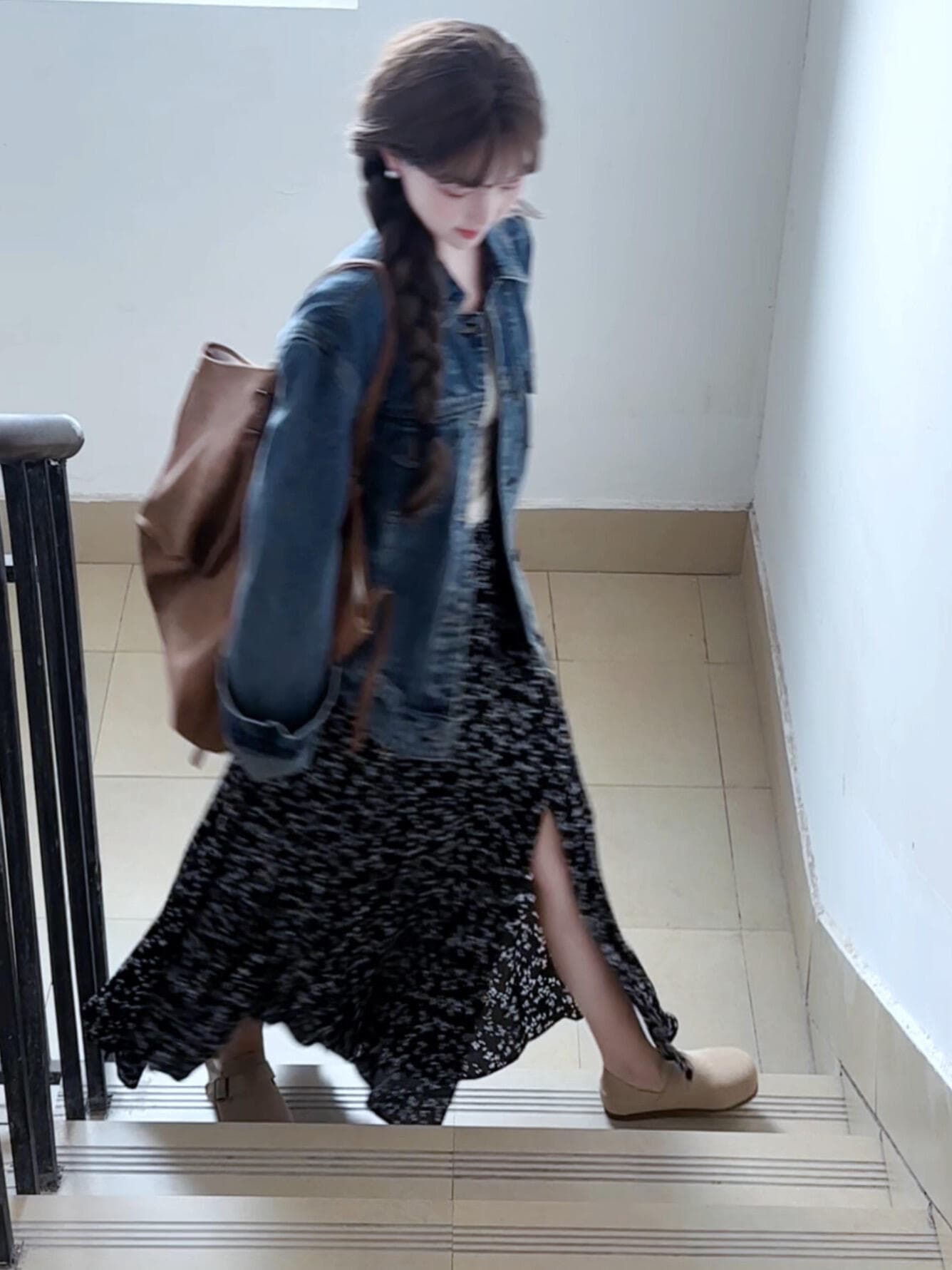 조기 가을 의상 코디 전체 집합 패션 연령 감소 세트 항구 바람 레트로 파란색 데님 짧은 외투 반 스커트 투피스 세트