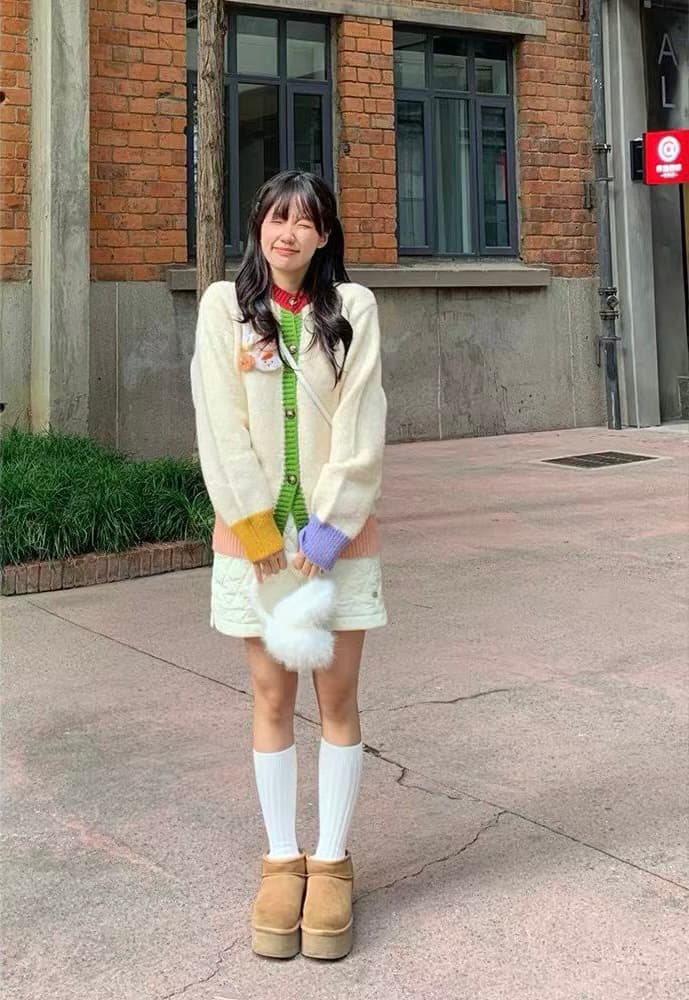 한 부서 달콤함 부드러운 바람 도파민 패치워크 색상 니트 오픈 가디건 스웨터 코트 디자인 센스 연령 감소 다용도 니트 스웨터 이미지 3