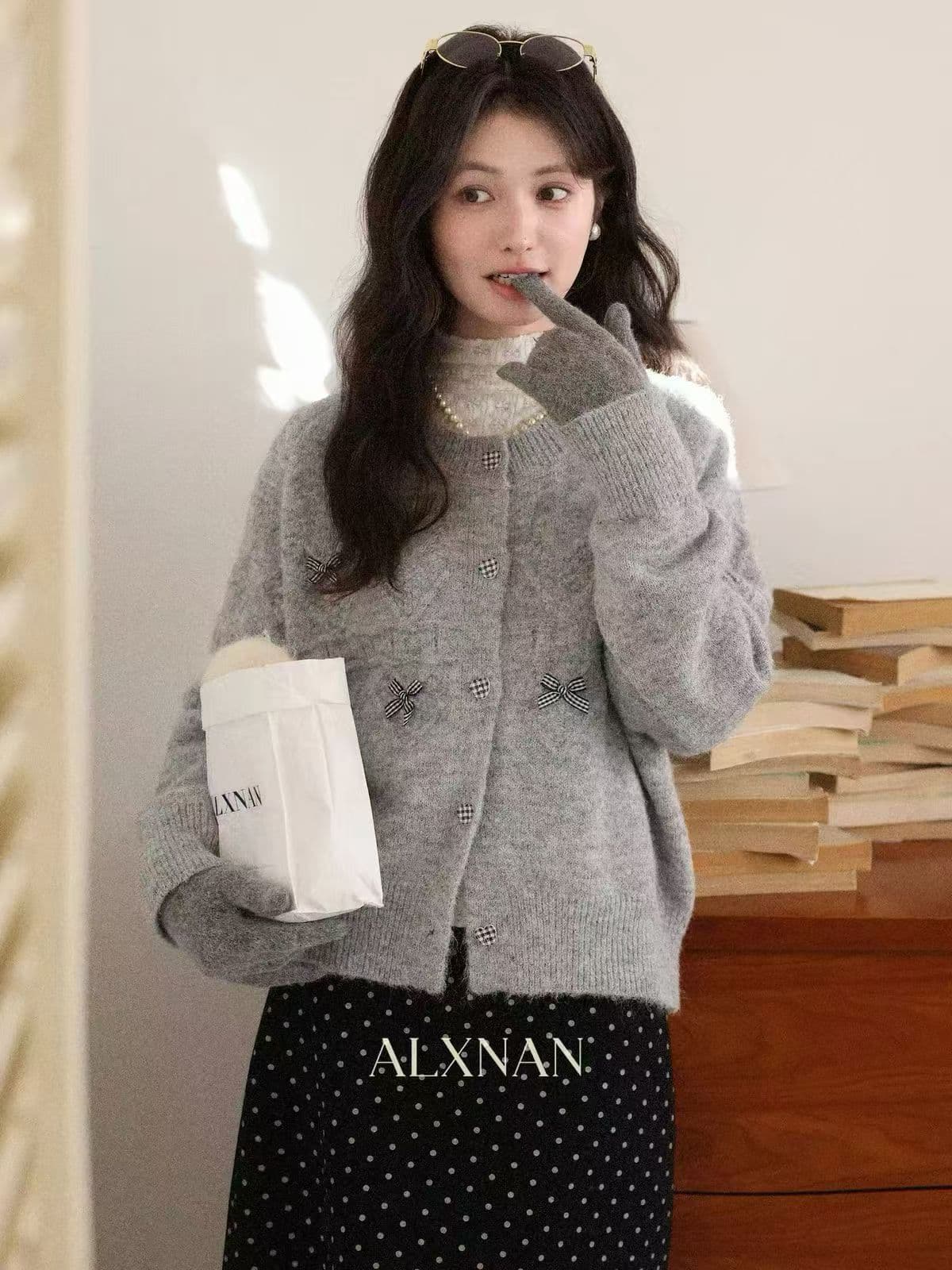 회색 긴팔 스웨터 가을 겨울철 작은 대중 디자인 센스 패션 오픈 가디건 맨위 여성 상세 이미지 1