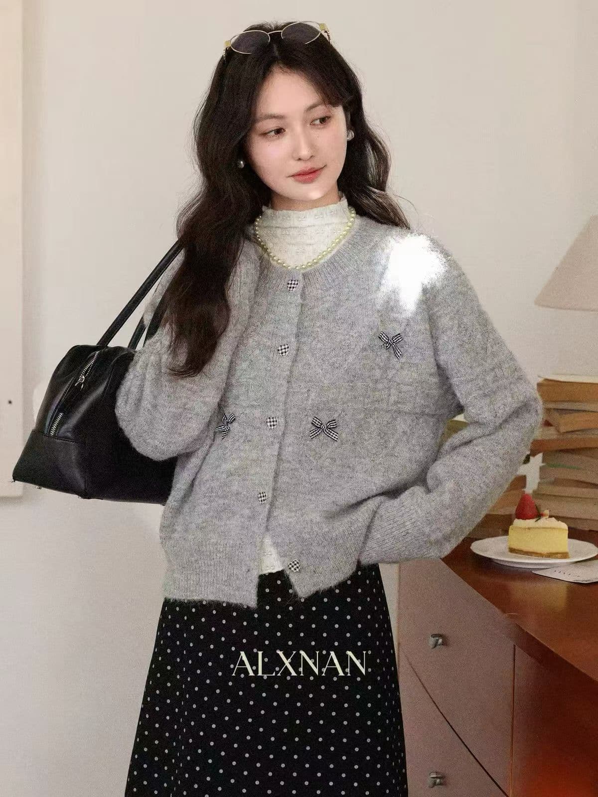 회색 긴팔 스웨터 가을 겨울철 작은 대중 디자인 센스 패션 오픈 가디건 맨위 여성 상세 이미지 6