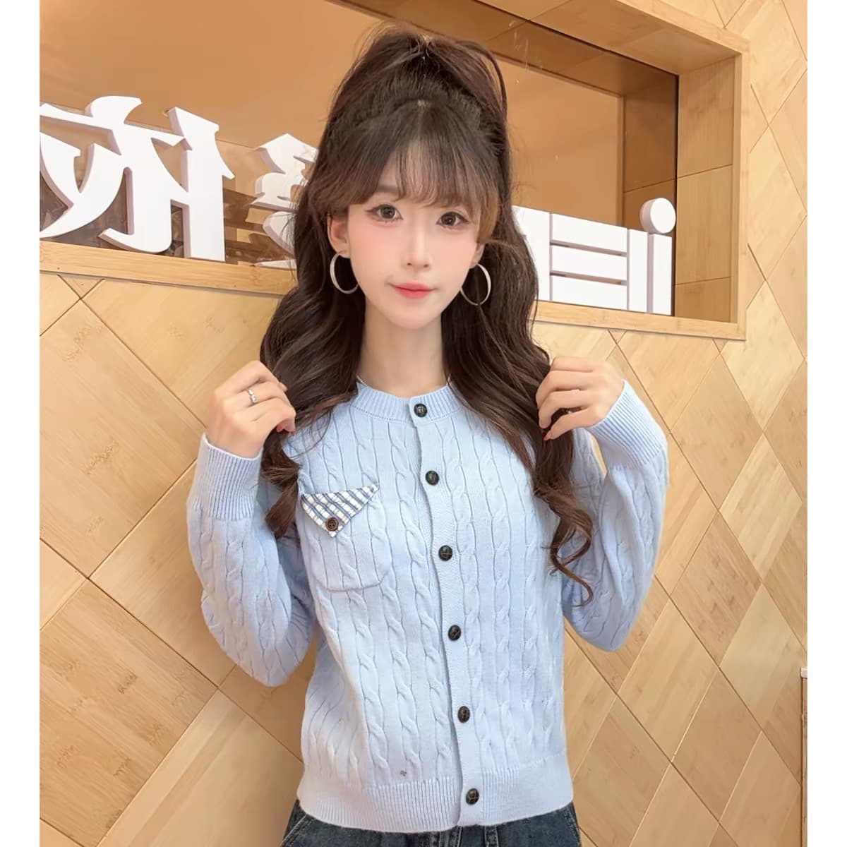 2026 새로운 가을 모직물 재킷 한 부서 마 무늬 쇼트 스타일 맨위
