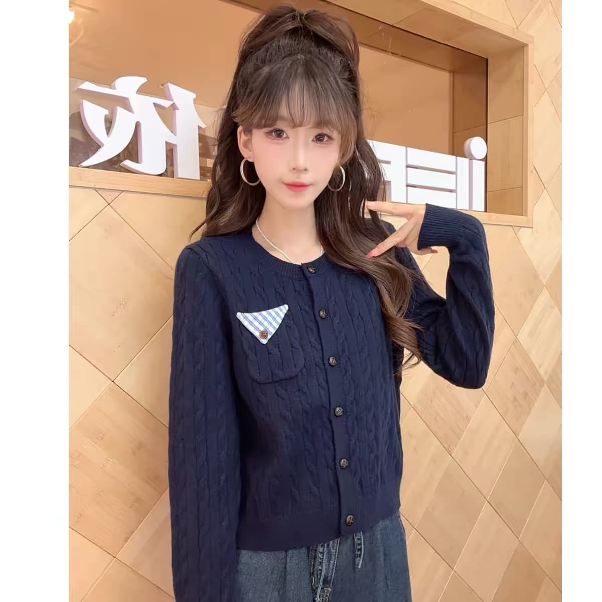 2026 새로운 가을 모직물 재킷 한 부서 마 무늬 쇼트 스타일 맨위 상세 이미지 1