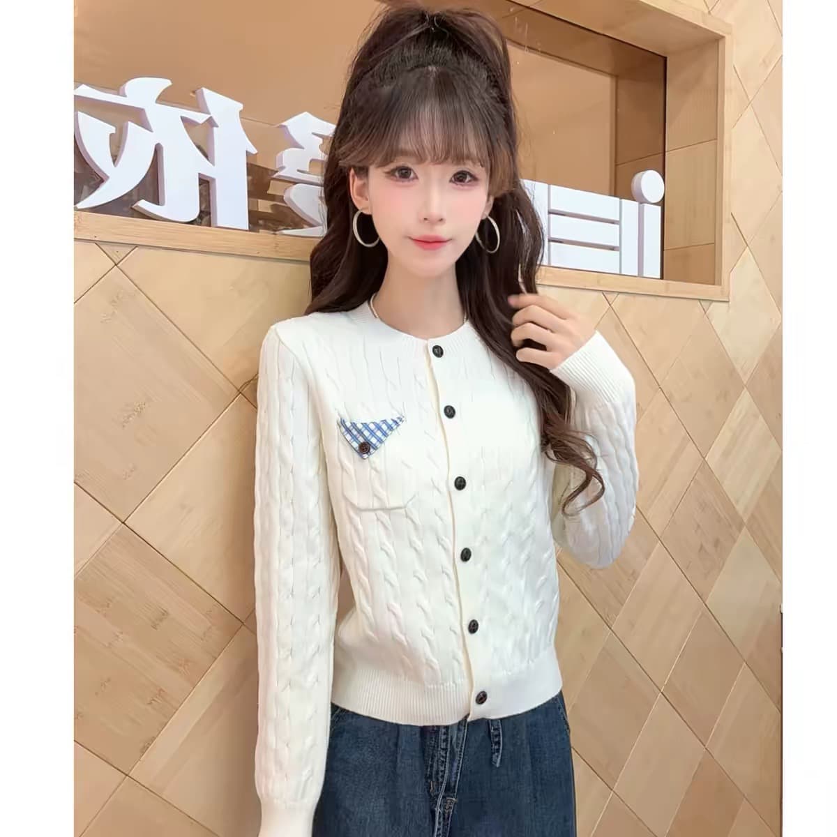 2026 새로운 가을 모직물 재킷 한 부서 마 무늬 쇼트 스타일 맨위 상세 이미지 2