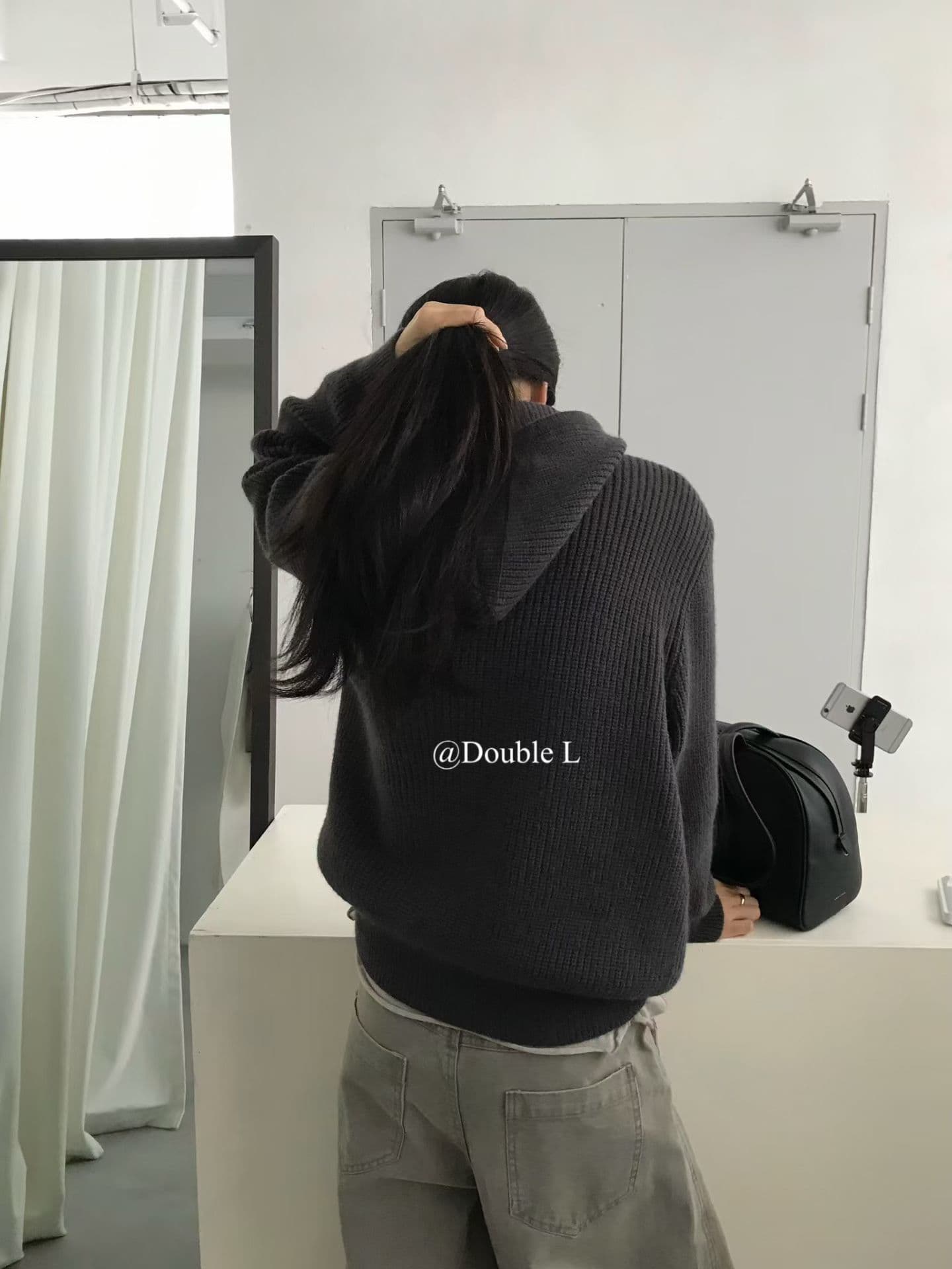 한국 26 섹션 가을 겨울 신제품 이중 버튼 미니멀리즘 다용도 후드 긴팔 니트 오픈 가디건 이미지 4