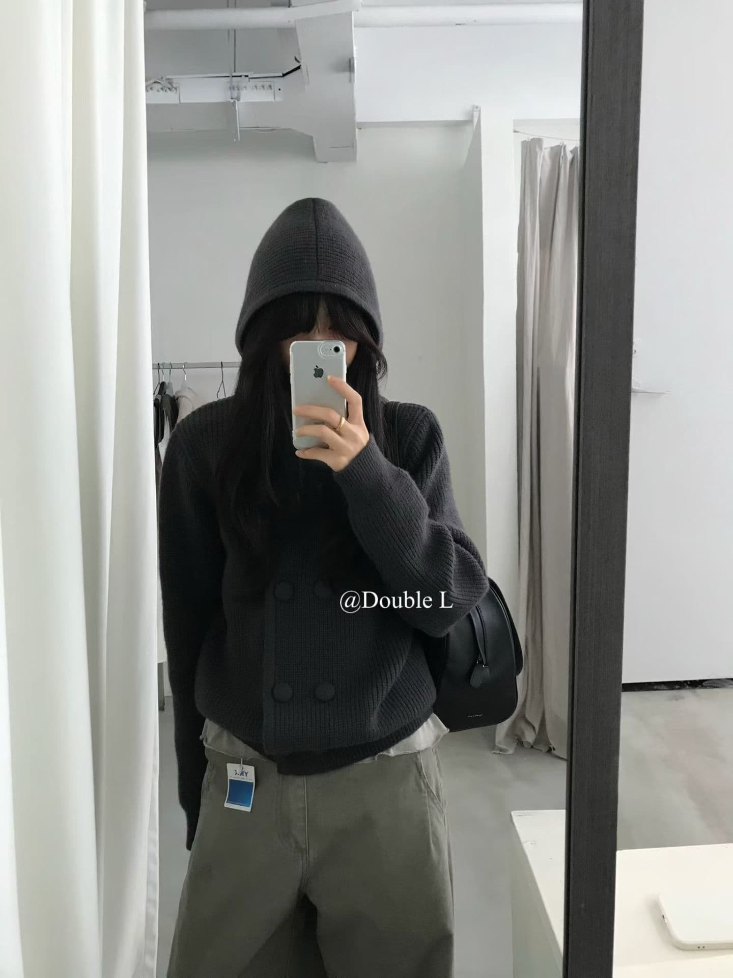 한국 26 섹션 가을 겨울 신제품 이중 버튼 미니멀리즘 다용도 후드 긴팔 니트 오픈 가디건 상세 이미지 7
