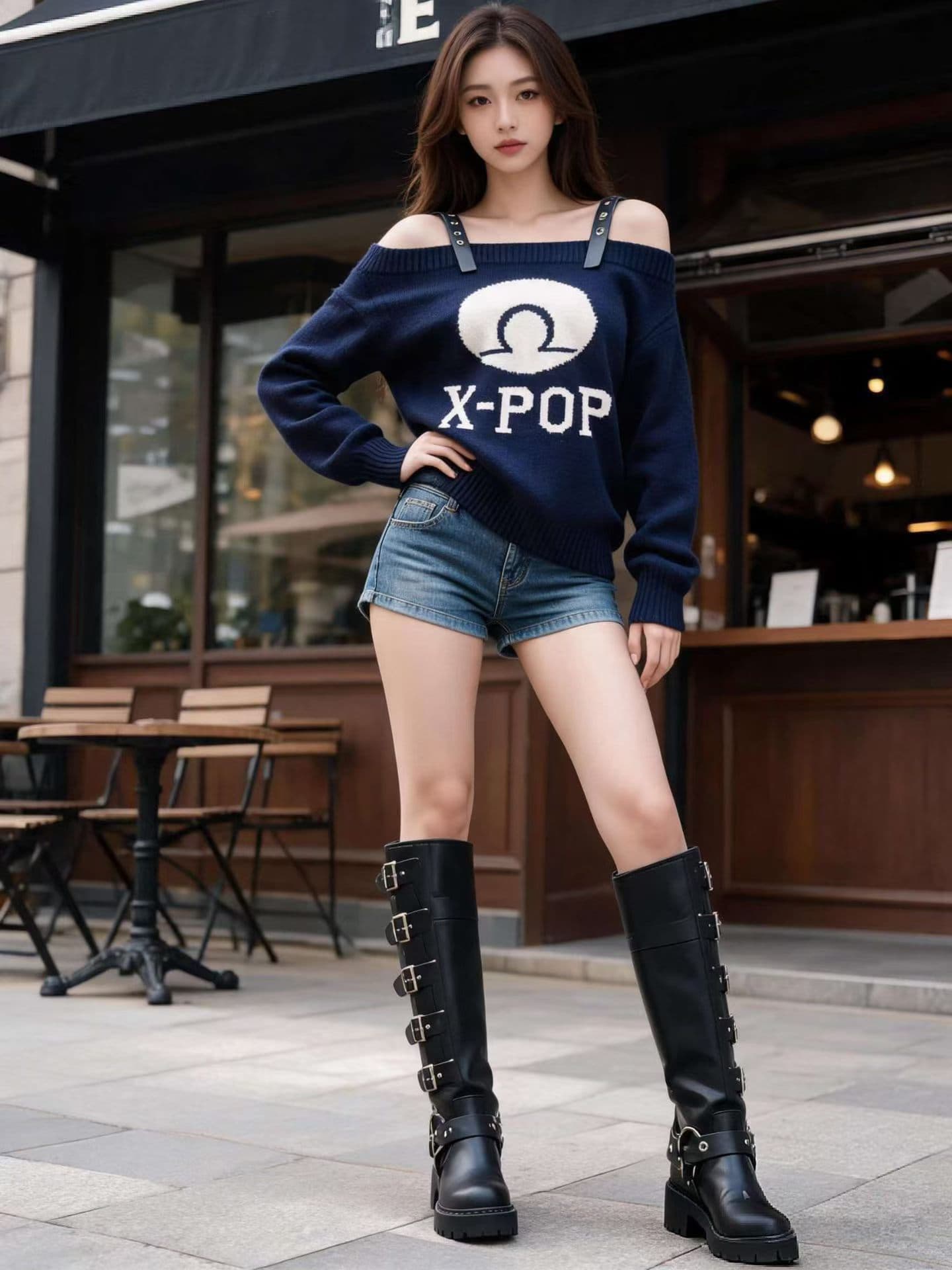 일본식 이문화 섹시함 오프숄더 스웨터 귀여운 바람 루즈핏 여자 학생 달콤함 가을 겨울 핫걸 맨위 트렌디 이미지 3