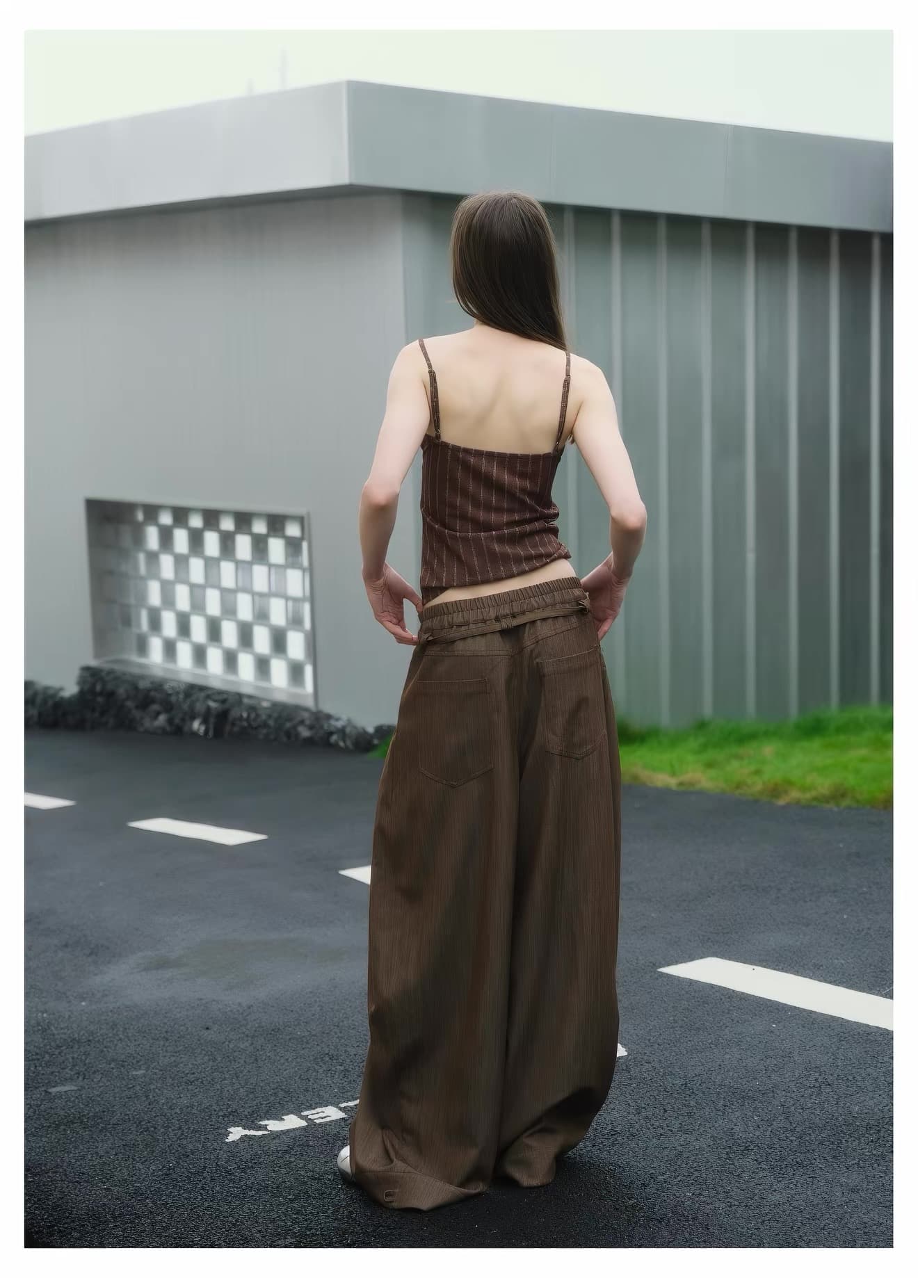 dailyscene 더 가벼운 처벌 도루 센스 주머니 핀치 Pleat 프로필 모양 공기 와이드 레그 팬츠 다용도 편안함 캐주얼 긴 바지 상세 이미지 2