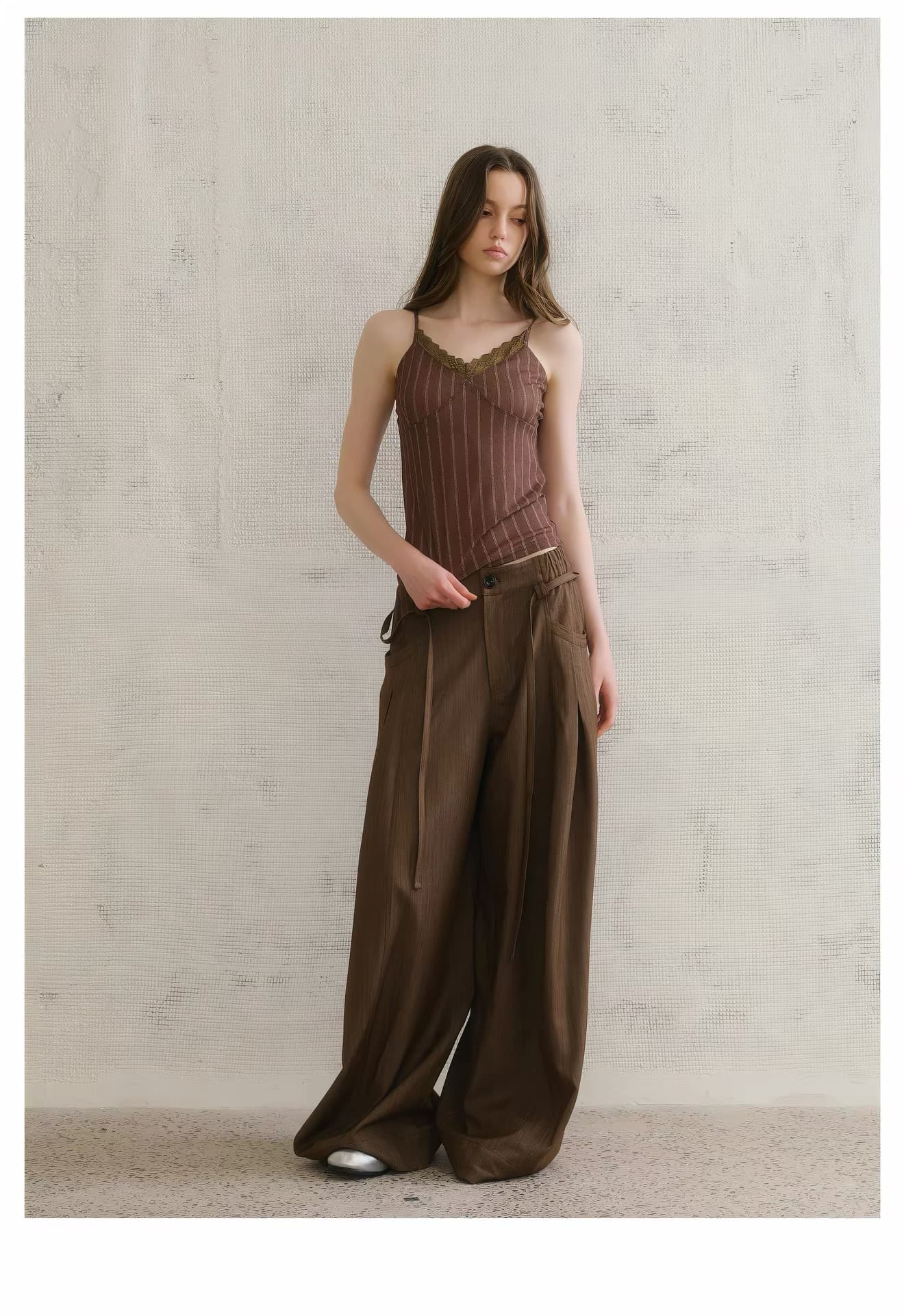 dailyscene 더 가벼운 처벌 도루 센스 주머니 핀치 Pleat 프로필 모양 공기 와이드 레그 팬츠 다용도 편안함 캐주얼 긴 바지 상세 이미지 12