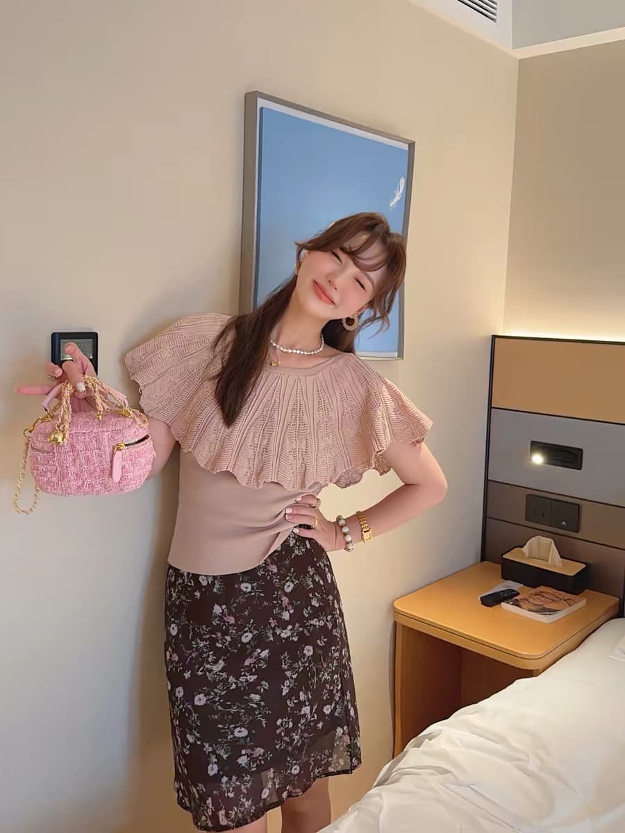 insliisa ~을 통해 센스 하이웨이스트 꽃무늬 반신 스커트 이른 봄 휴가 바람 타이트 스커트 핫걸 슬림해 보이는 망사 롱 스커트 상세 이미지 6