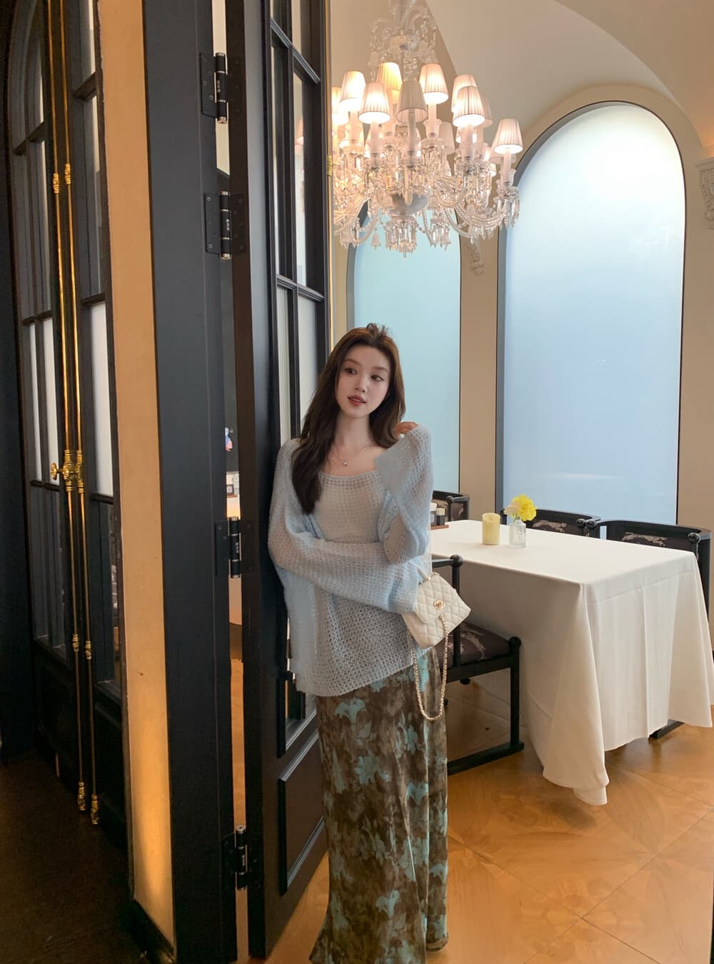 레트로 우아함 수묵화 프린트 쉬폰 반신 스커트 여성 여름 도루 센스 하이웨이스트 슬림해 보이는 한 마디 인어 꼬리 타이트 스커트 중간 스커트 상세 이미지 9
