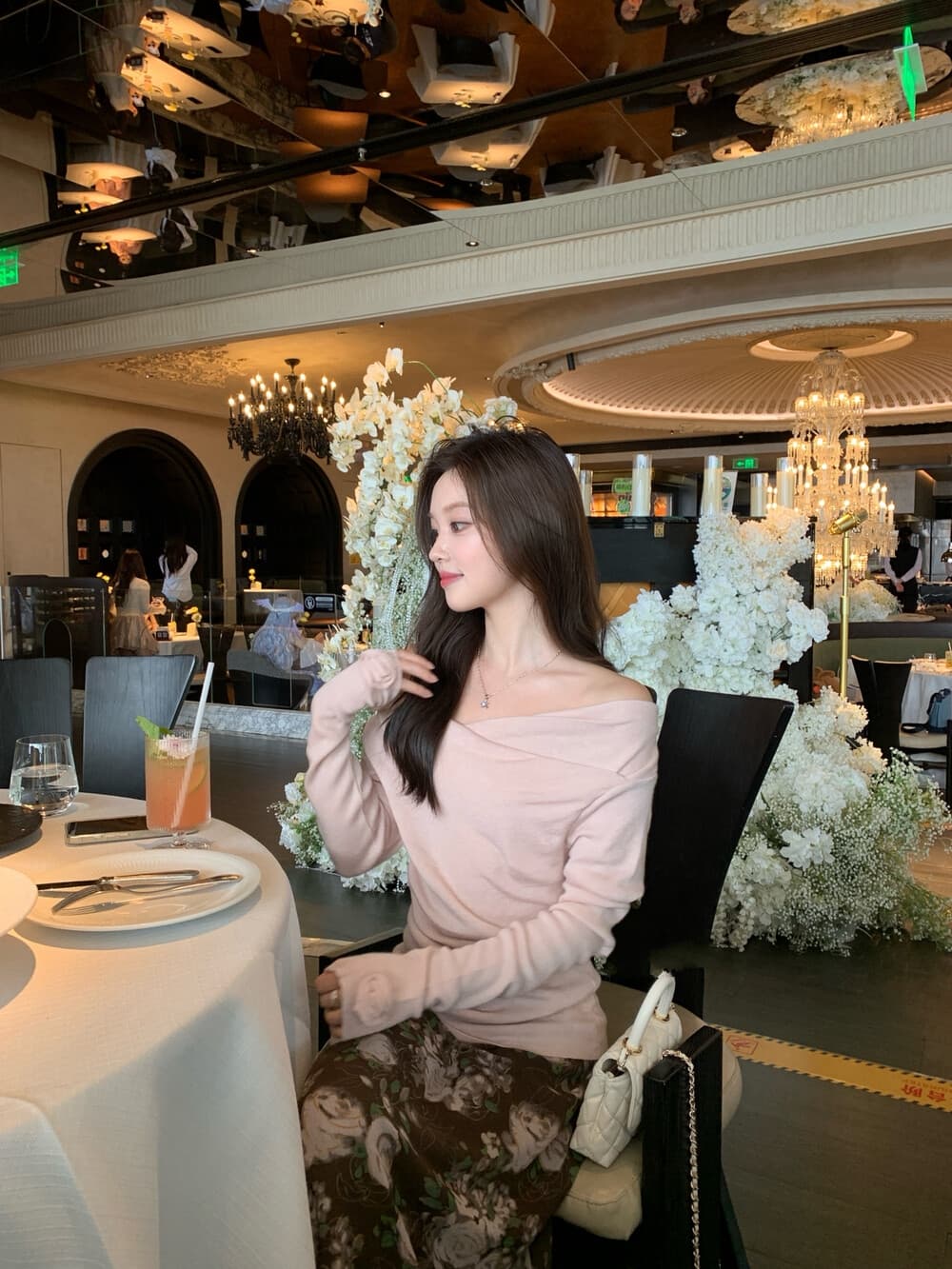2026 가을 레트로 분위기 센스 명중 색 후광 염색 꽃무늬 반신 미니 스커트 여성 가을 몸매 가꾸기 한 마디 롱 코트 치마 상세 이미지 13