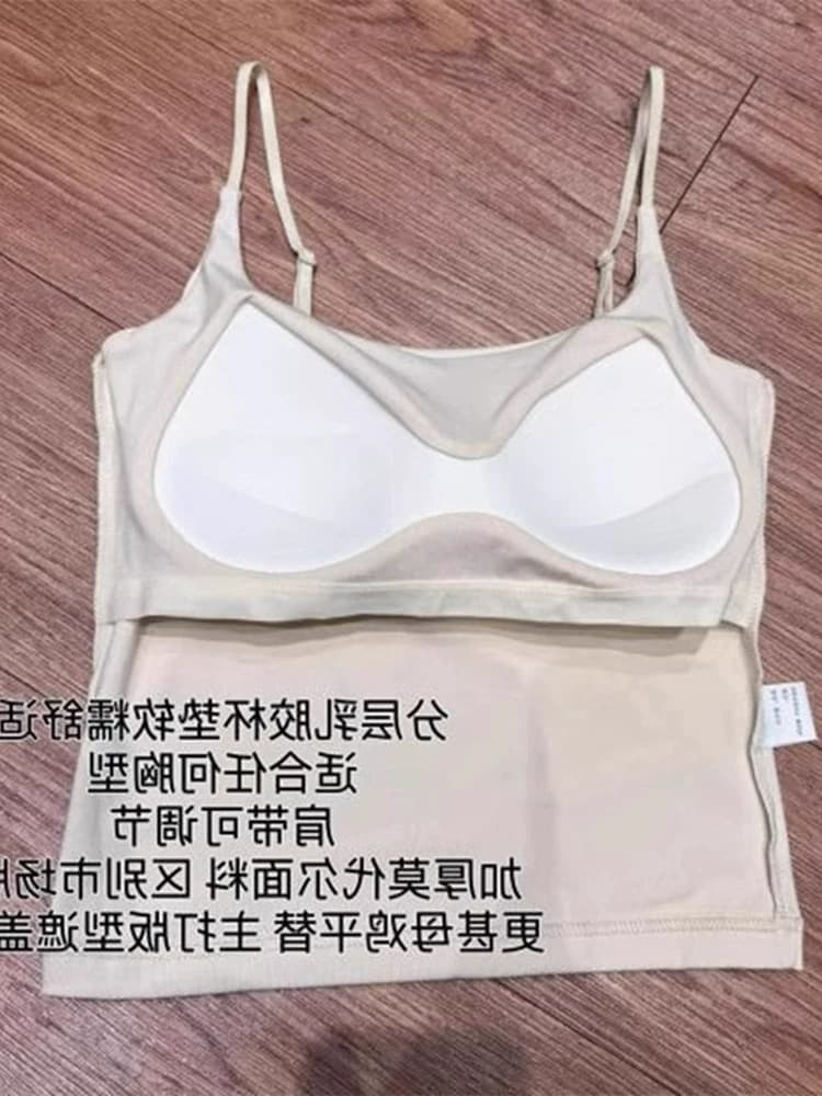 핫걸 벨트 가슴 패드 화이트 작은 슬링 조끼 여성 여름 표지 대리인 우유 인사이드 가져 가라. 만나는 아름다움 뒤로 민소매 맨위 상세 이미지 2