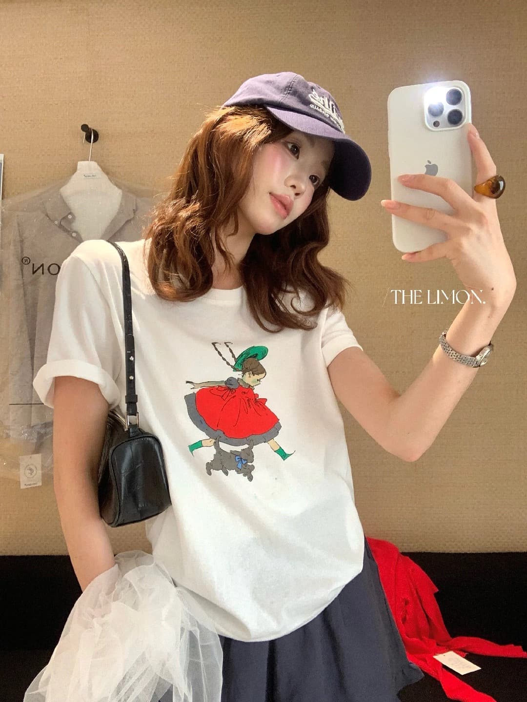 재미있는 소녀 어린 양 t 한 세대 섹션 프린트 루즈핏 캐주얼 반팔 티셔츠 여름