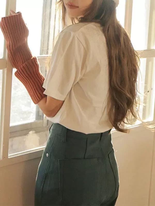고급 센스 한 부서 알파벳 프린트 화이트 라운드 넥 반팔 티셔츠 여성 여름 루즈핏 순면 느슨함 긍정적 인 어깨 의류 이미지 4