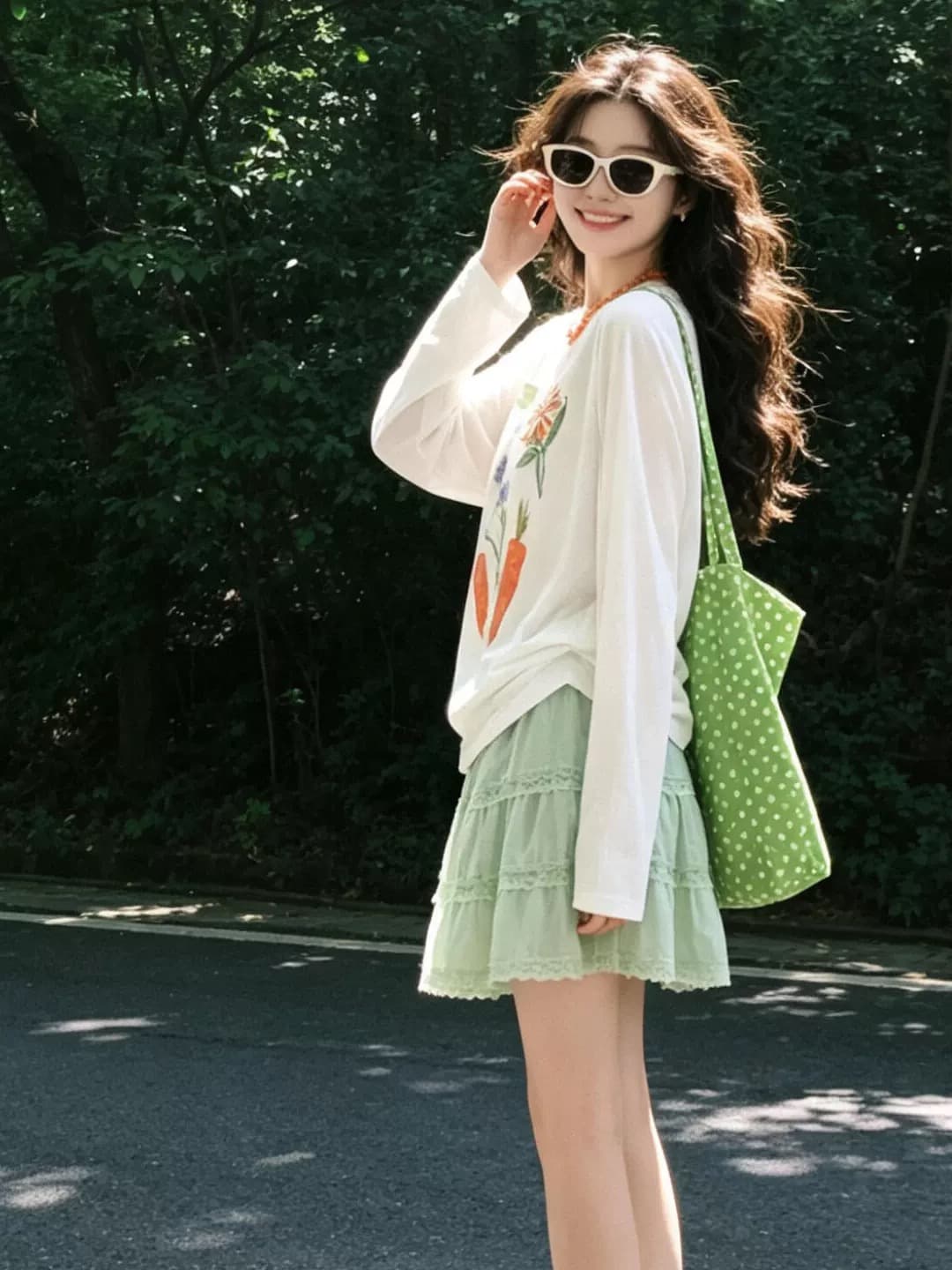 캐주얼 바람 프랑스식 달콤함 자외선 차단 블라우스 여성 2026 여름 새로운 프린트 디자인 센스 긴팔 티셔츠 상세 이미지 6