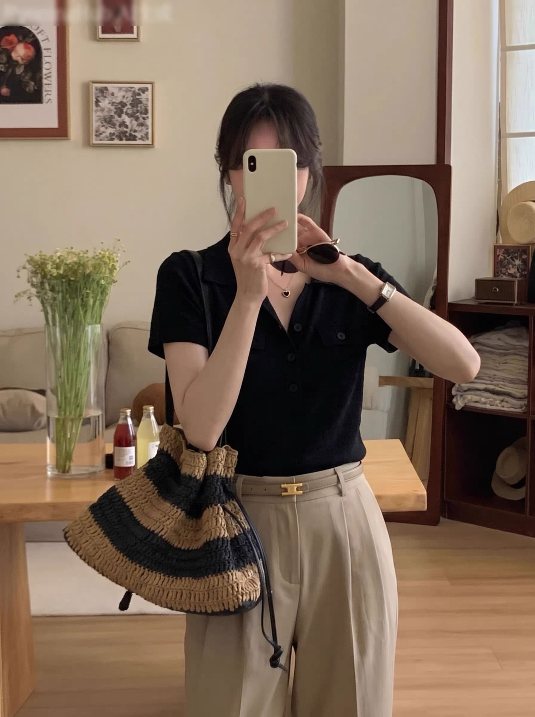 오래된 돈 바람 높음 지혜 센스 POLO 셔츠 폴로 칼라 니트 반팔 여성 여름 얇은 스타일 긍정적 인 어깨 작은 맨위 이미지 4