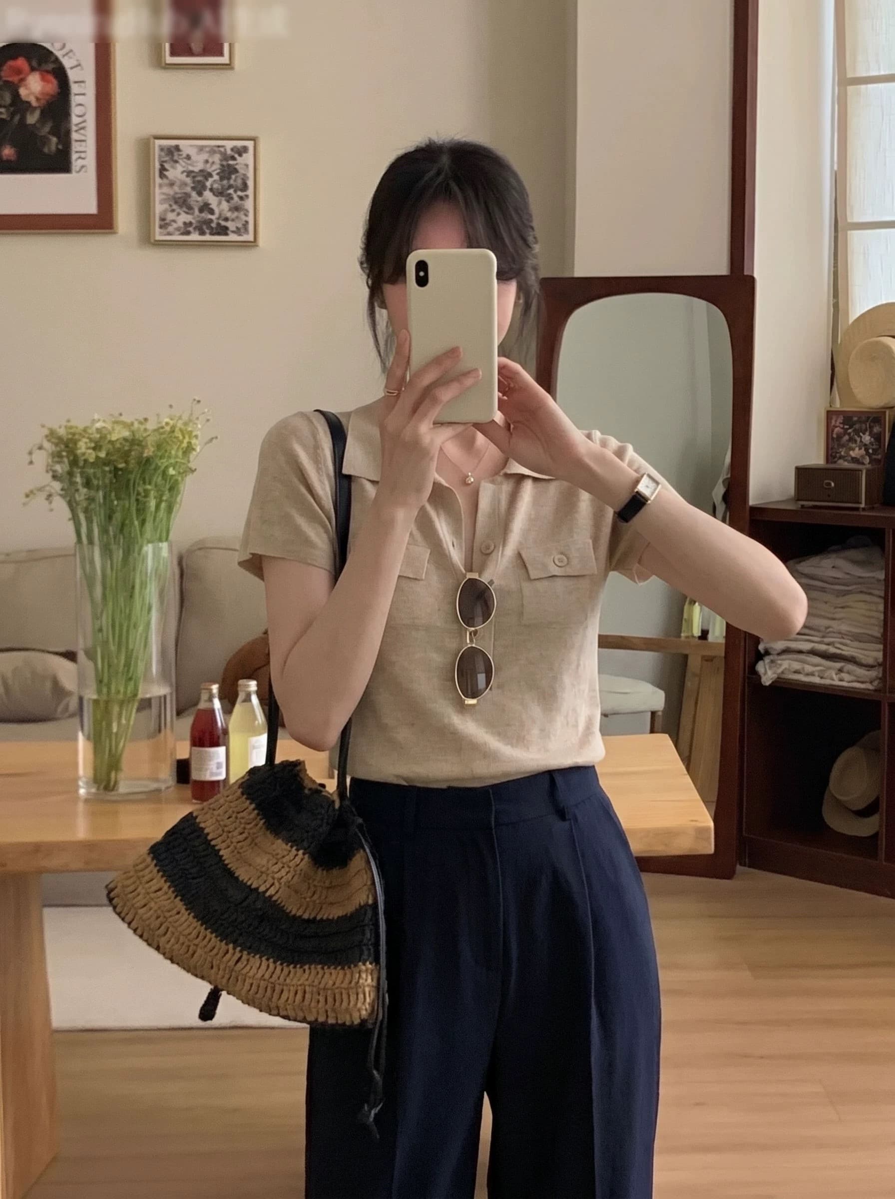 오래된 돈 바람 높음 지혜 센스 POLO 셔츠 폴로 칼라 니트 반팔 여성 여름 얇은 스타일 긍정적 인 어깨 작은 맨위 상세 이미지 6