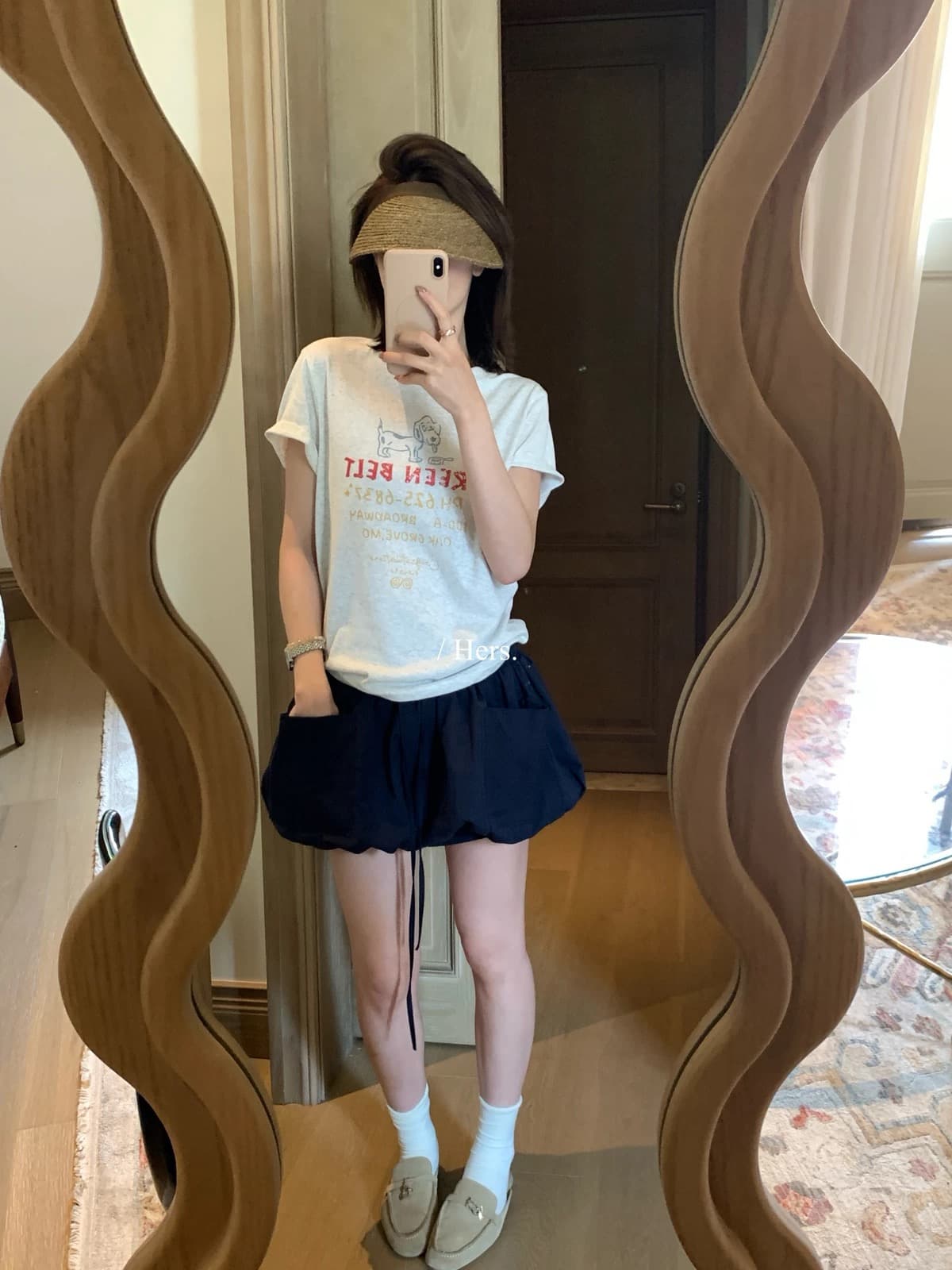 여름 한 표준 하이웨이스트 허리밴드 미니멀리즘 한 부서 디자인 센스 작은 꽃밭 캐주얼 반바지 여성 의류 상세 이미지 2