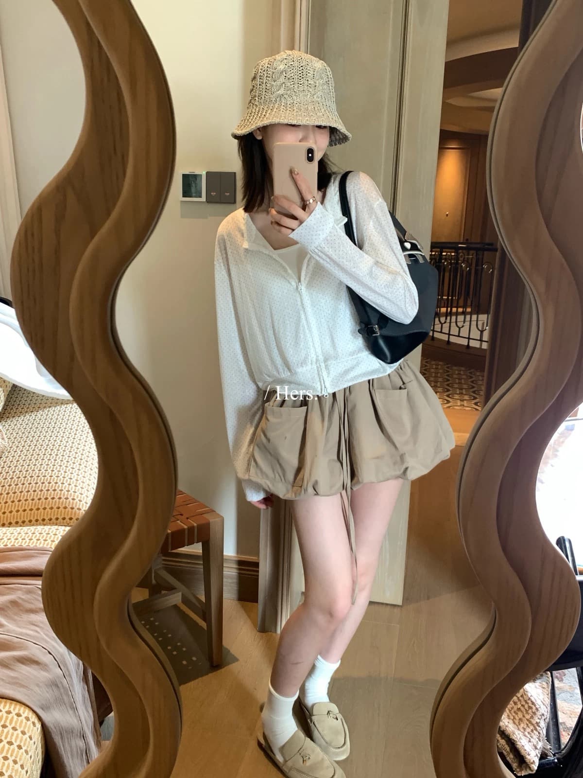 여름 한 표준 하이웨이스트 허리밴드 미니멀리즘 한 부서 디자인 센스 작은 꽃밭 캐주얼 반바지 여성 의류 상세 이미지 3