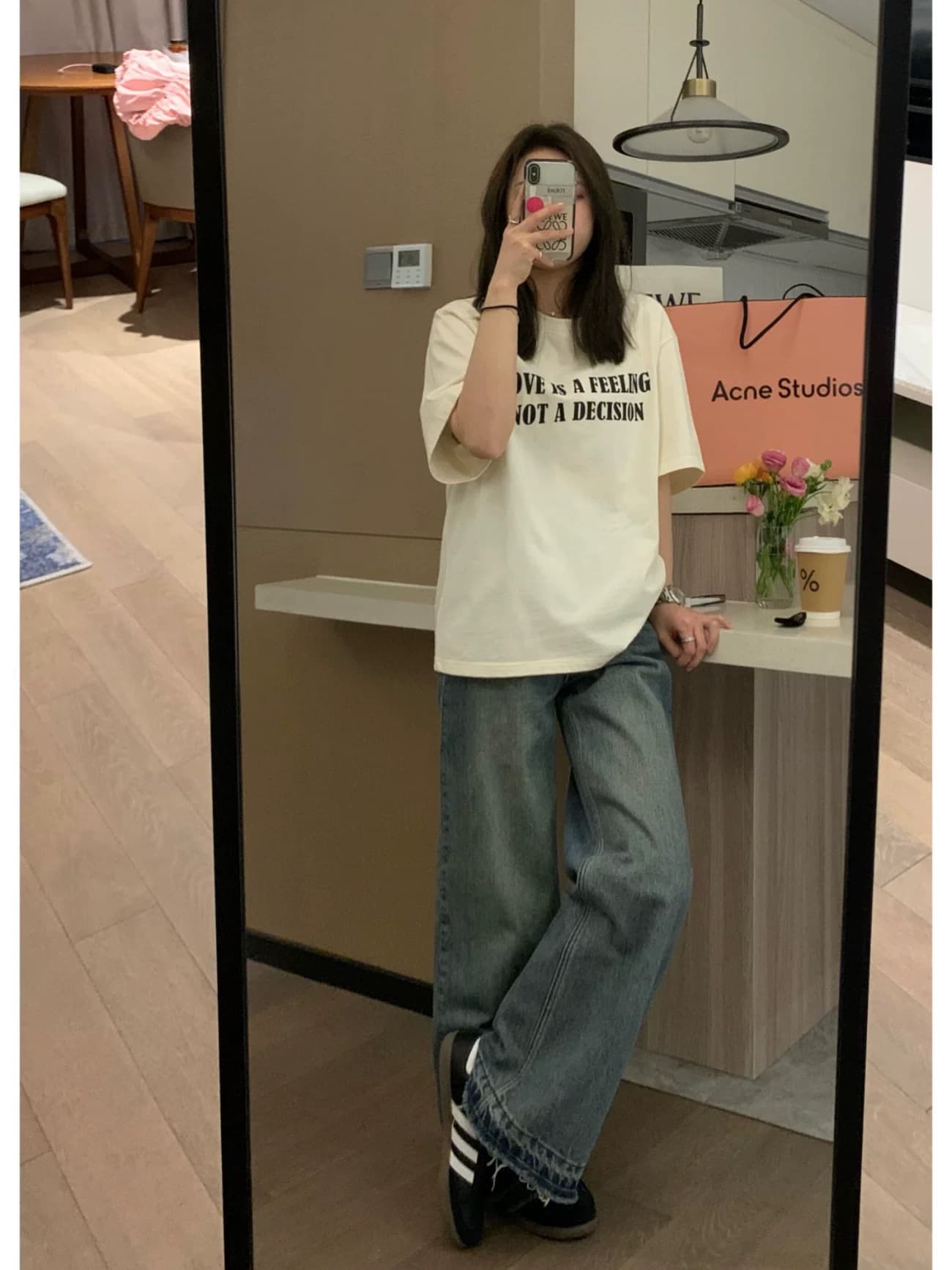 순면 라운드 넥 캐주얼 긍정적 인 어깨 의류 여성 여름 얇은 루즈핏 다용도 한 부서 알파벳 프린트 반팔 티셔츠 상세 이미지 4