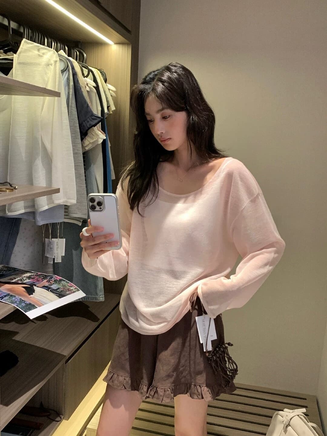 긴팔 티셔츠 맨위 여성 봄 여름 얇은 스타일 느긋한 느슨함 센스 루즈핏 슬림해 보이는 마이크로 ~을 통해 자외선 차단 블라우스 상세 이미지 4