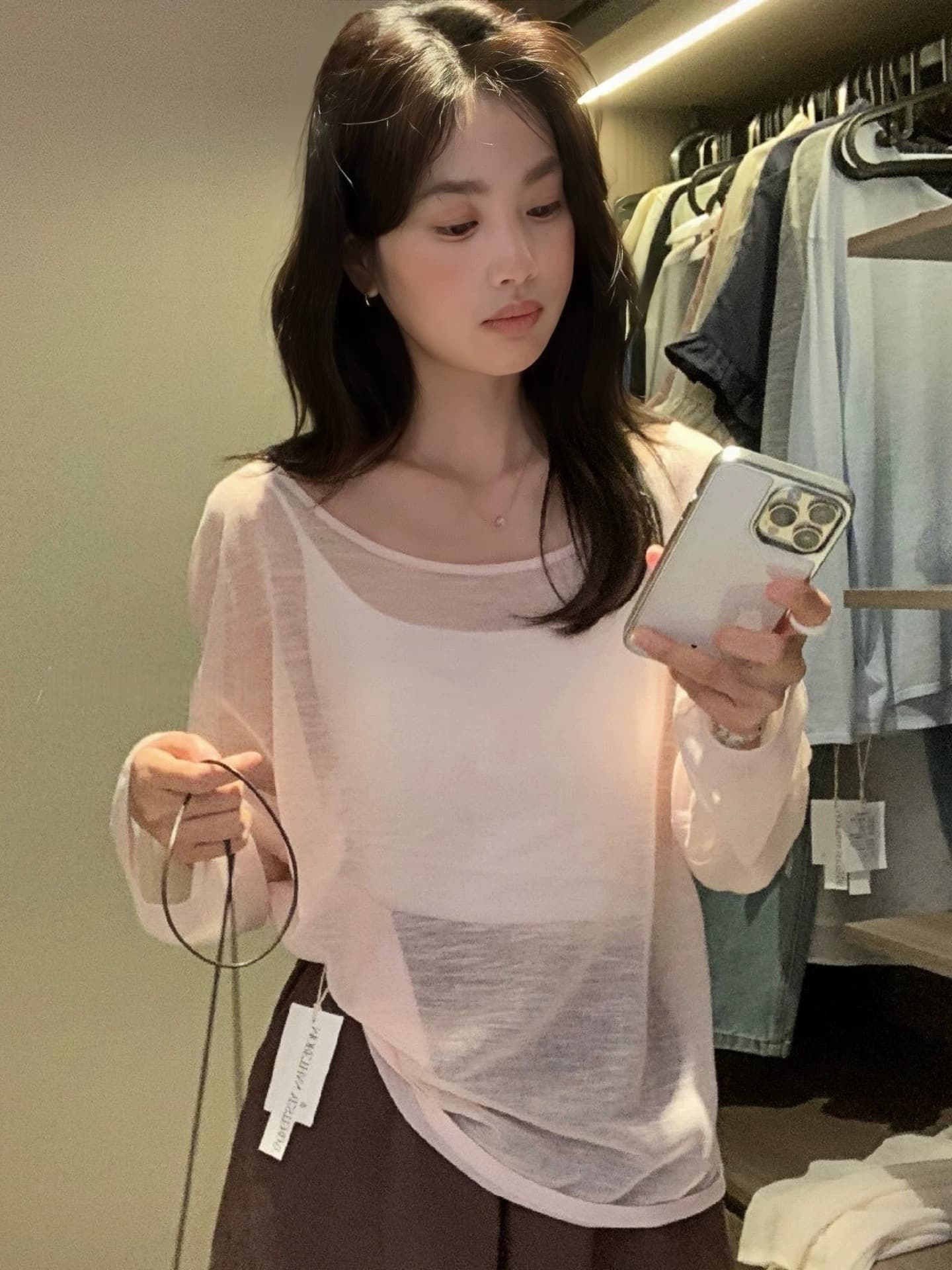 긴팔 티셔츠 맨위 여성 봄 여름 얇은 스타일 느긋한 느슨함 센스 루즈핏 슬림해 보이는 마이크로 ~을 통해 자외선 차단 블라우스 상세 이미지 8