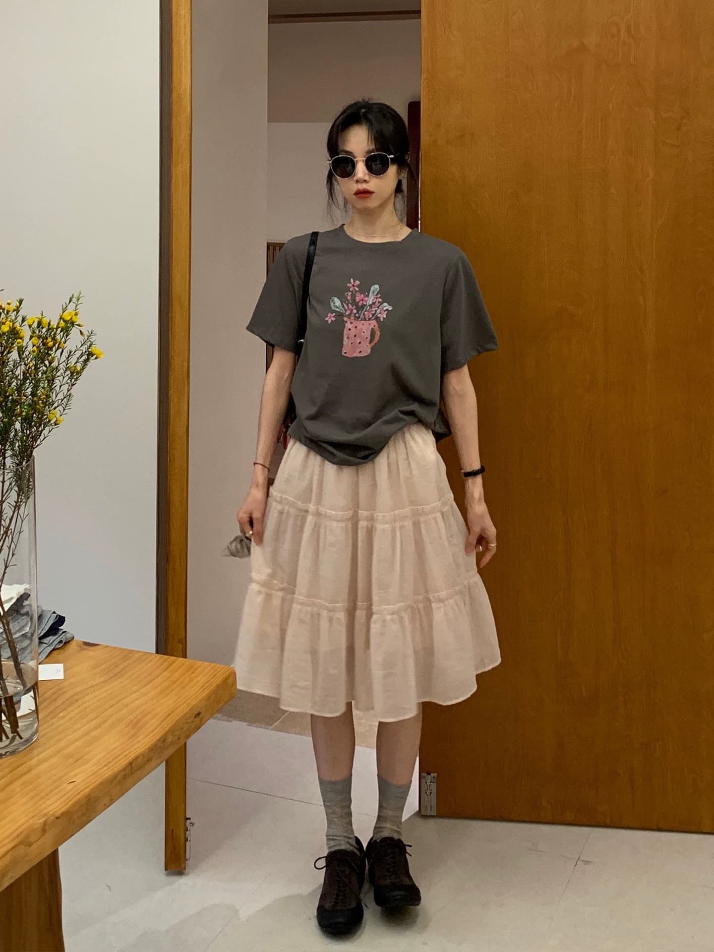 한 부서 달콤함 핑크색 반신 스커트 여성 밴딩 하이웨이스트 슬림해 보이는 세련된 다용도 한 마디 퍼프 치마 봄 여름 이미지 3