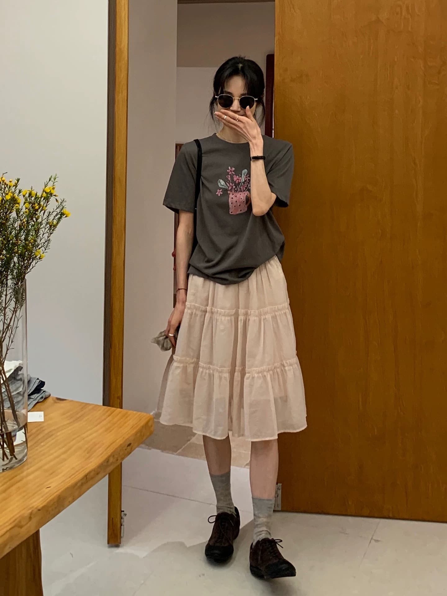한 부서 달콤함 핑크색 반신 스커트 여성 밴딩 하이웨이스트 슬림해 보이는 세련된 다용도 한 마디 퍼프 치마 봄 여름 상세 이미지 2