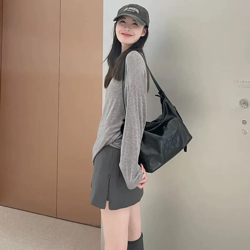프랑스식 느긋한 바람 회색 블라우스 티셔츠 여성 2026 년 여름 자외선 차단 루즈핏 디자인 센스 연령 감소 패션 맨위 상세 이미지 1