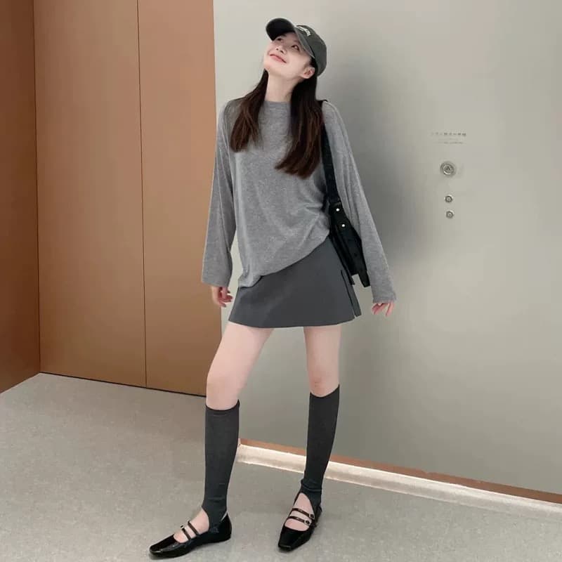프랑스식 느긋한 바람 회색 블라우스 티셔츠 여성 2026 년 여름 자외선 차단 루즈핏 디자인 센스 연령 감소 패션 맨위 상세 이미지 3