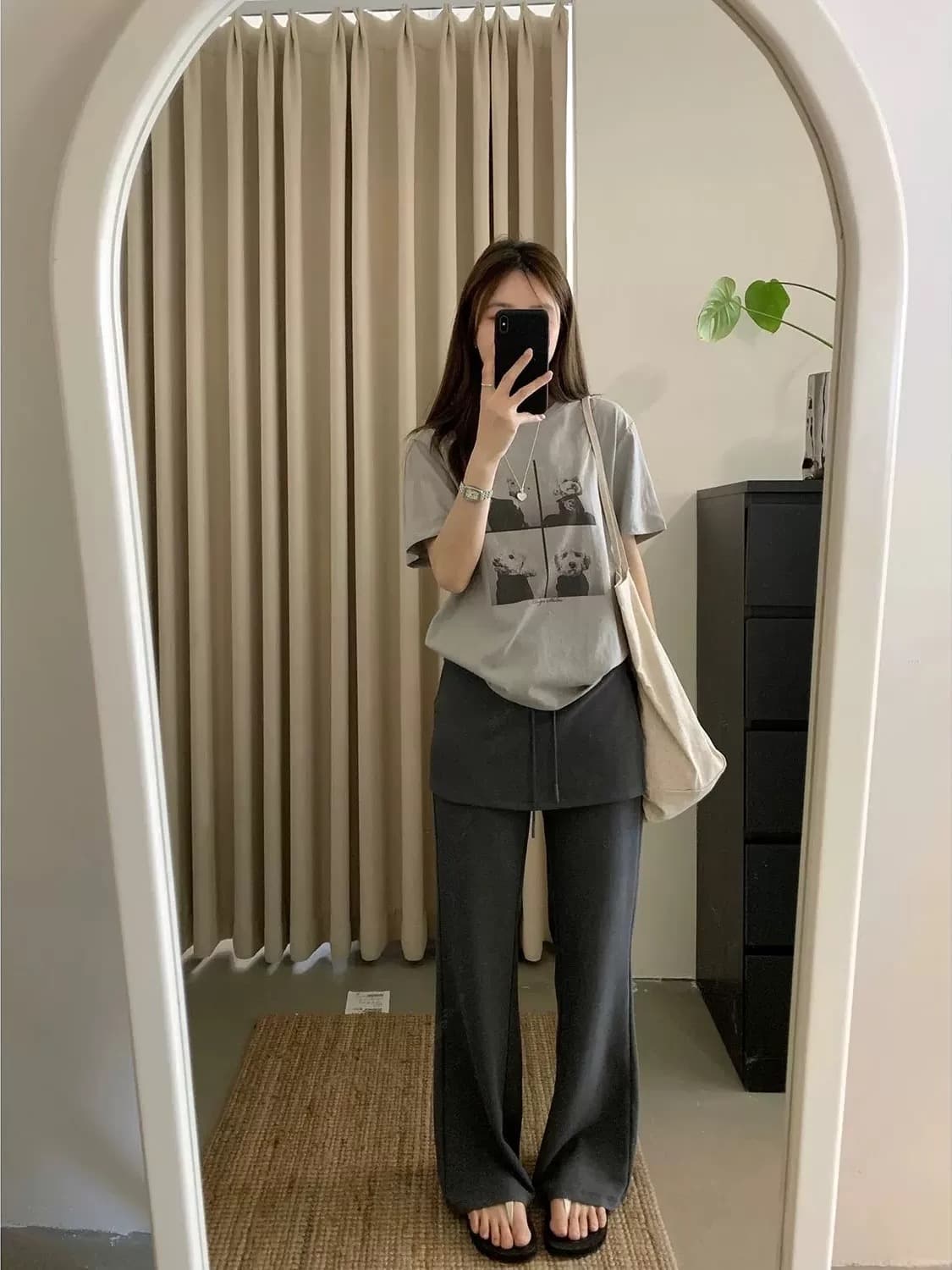 한 부서 chic 착용 가져 가라. 강아지 프린트 라운드 넥 반팔 티셔츠 여성 여름 캐주얼 루즈핏 다용도 동정 맨위 얇은 이미지 3